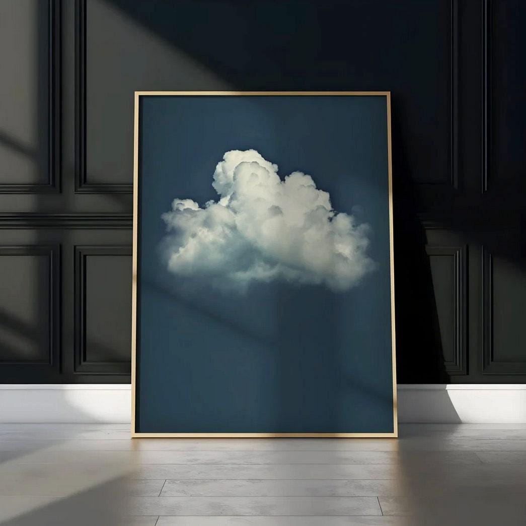 Moody Cloud Wall Art: Serene Blue Sky - Minimalist Home Decor