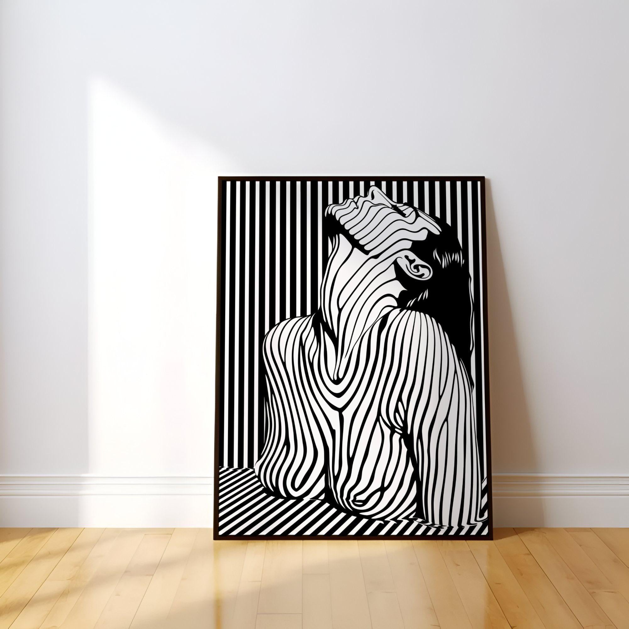 Canvas Art, Monochrome Marvel: Apollonia Saintclair Inspired Line Art Immersive Live Art