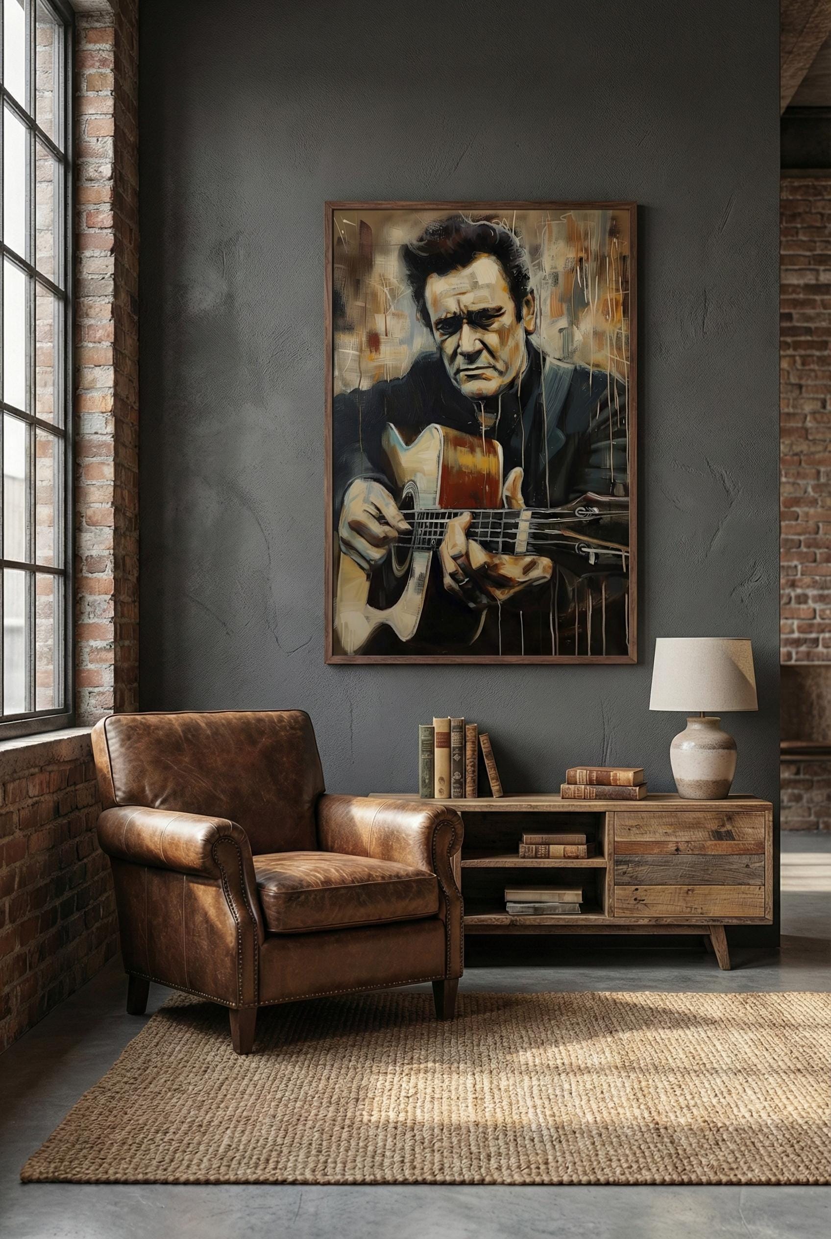 Johnny Cash Wall Art: Classic Country Star - Modern Farmhouse Canvas