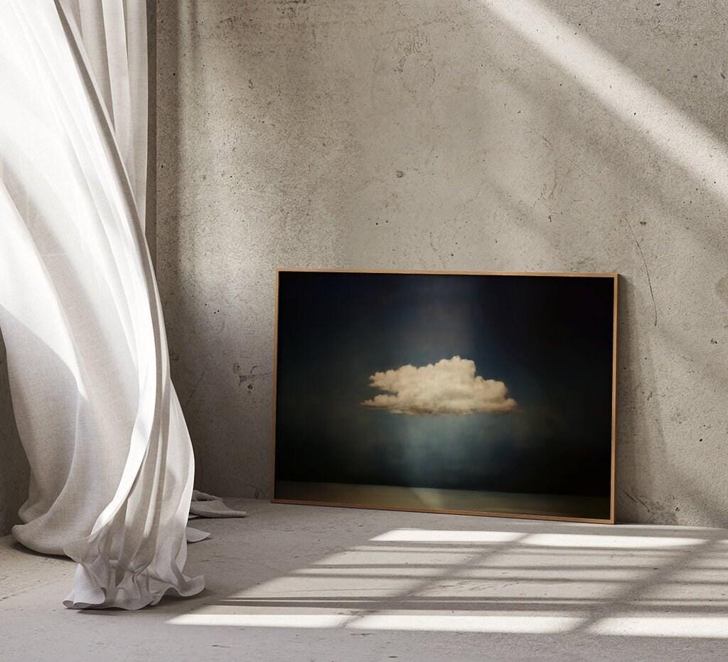 Moody Clouds Wall Art: Vintage Minimalist Print (Muted Palette)