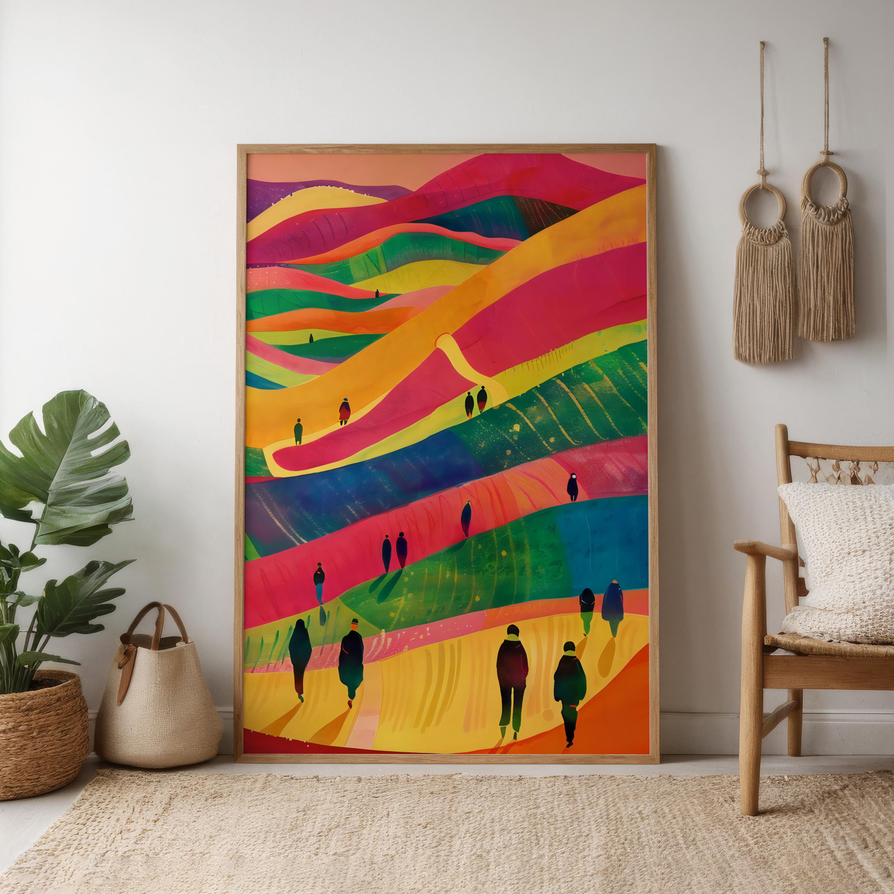 Dreamscape Journey: Surreal & Vibrant Abstract Landscape | Whimsical & Colorful Wall Art