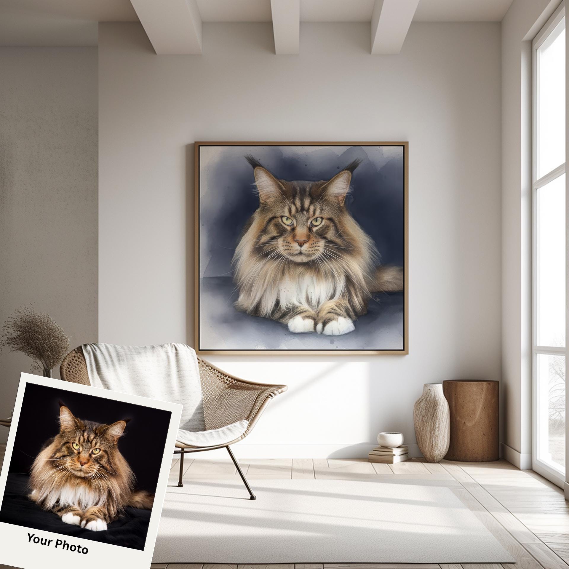 Cat Portrait Artwork: Personalized Watercolor or Matte Print - From Your Photo