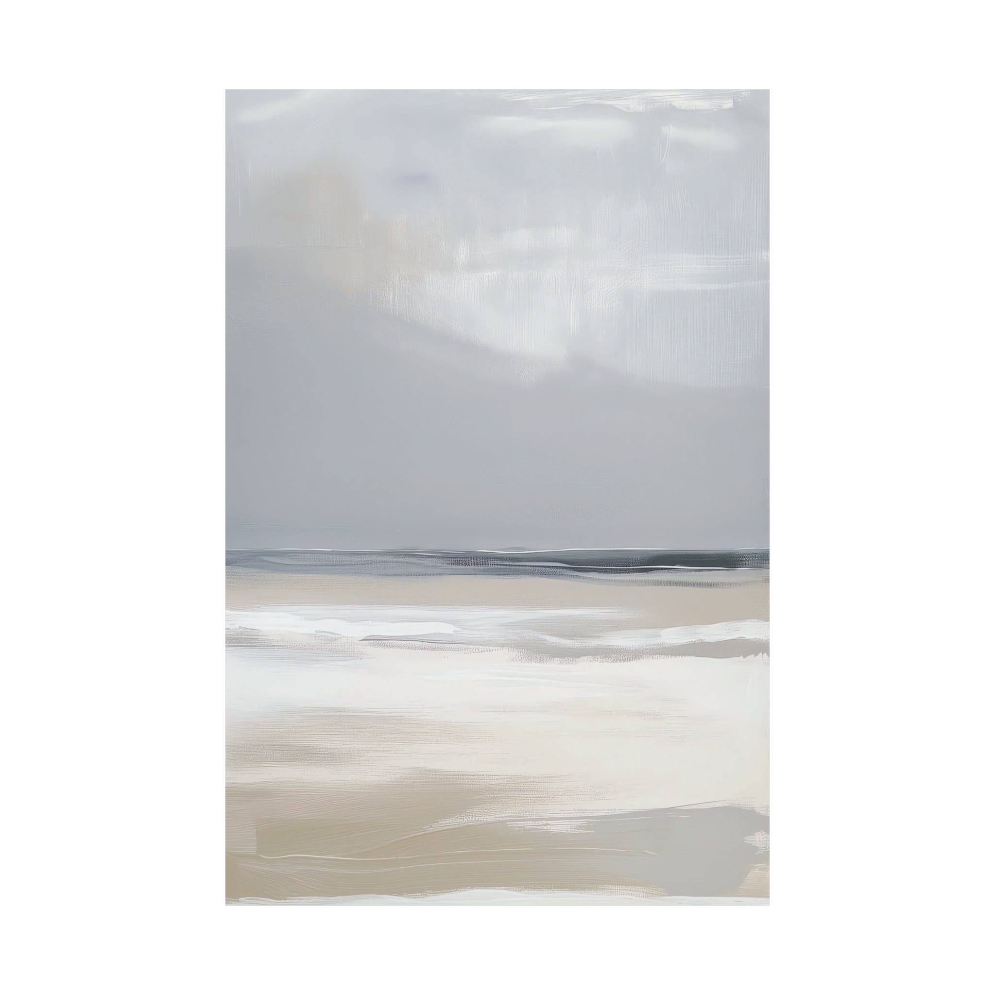 Gray Abstract Beach Art: Minimalist Neutral Tones Canvas