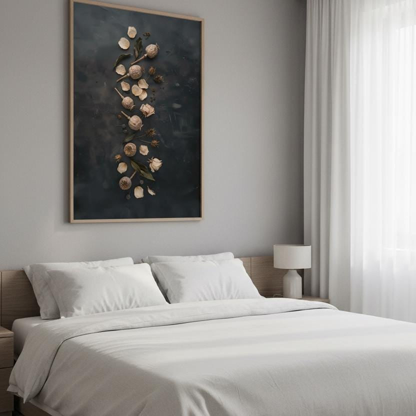 Vintage Botanical Print - Cottagecore Wall Art Featuring Dried Flower Art & Seed Pods