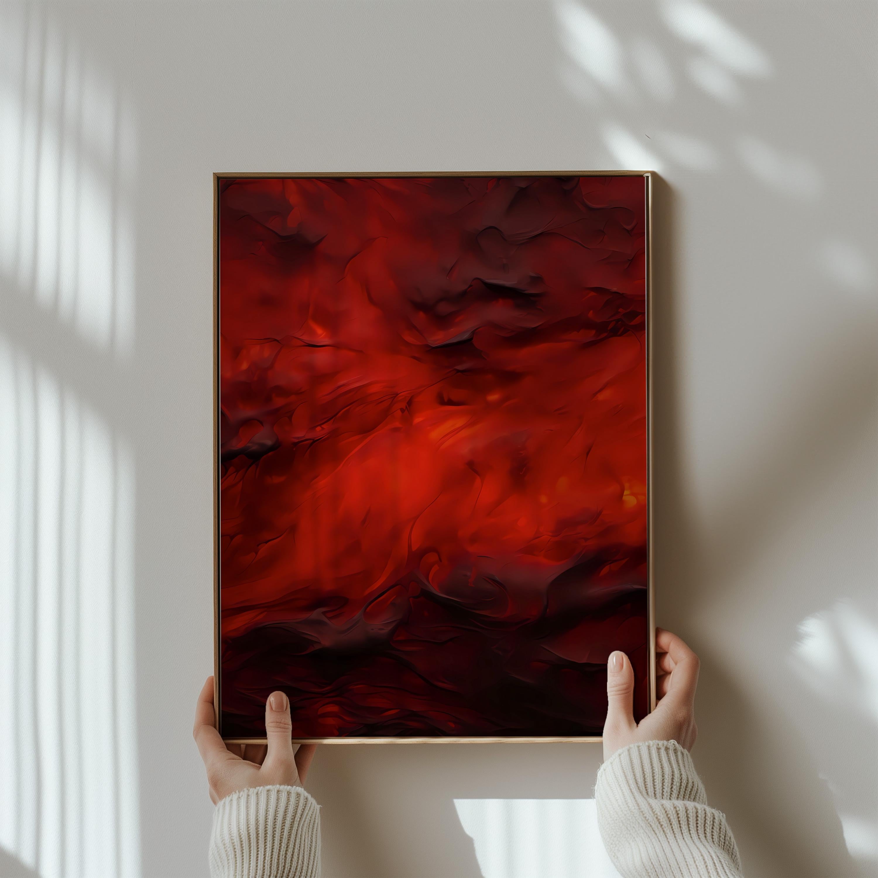 Fiery Essence: Red & Orange Abstract Art | Vibrant, Energetic Wall Decor