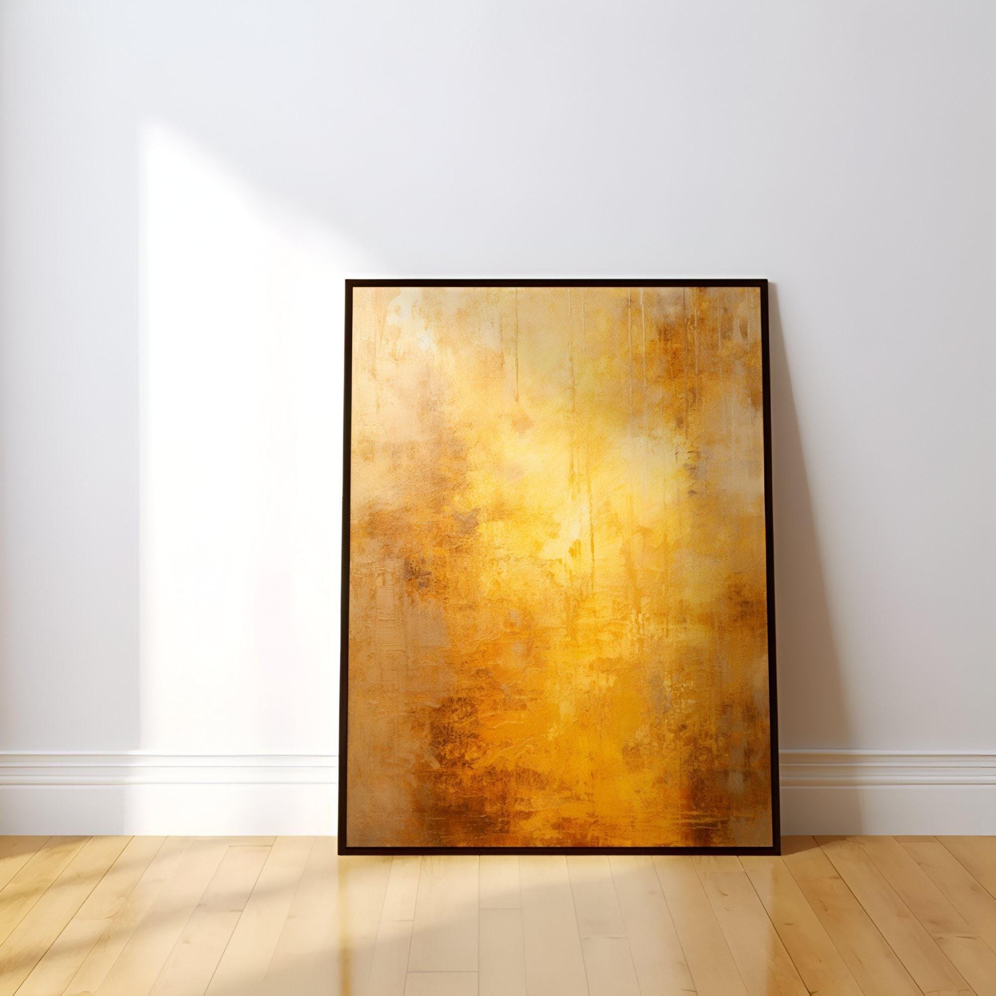 Abstract Sunlight Wall Art: Gold and Yellow - Modern Farmhouse Style