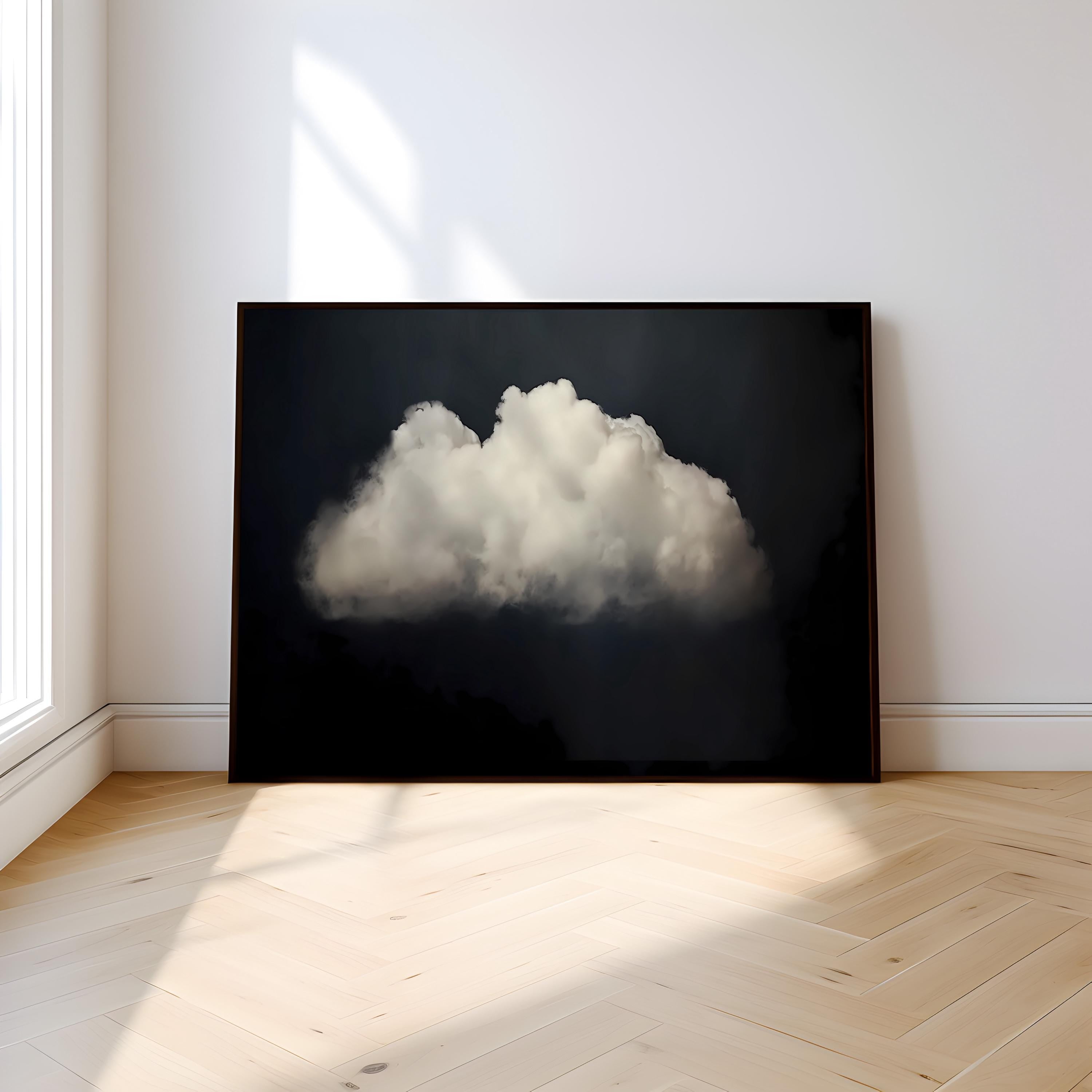 Shadow & Light: Vintage Moody Cloud Art Print | Minimalist Framed Wall Decor