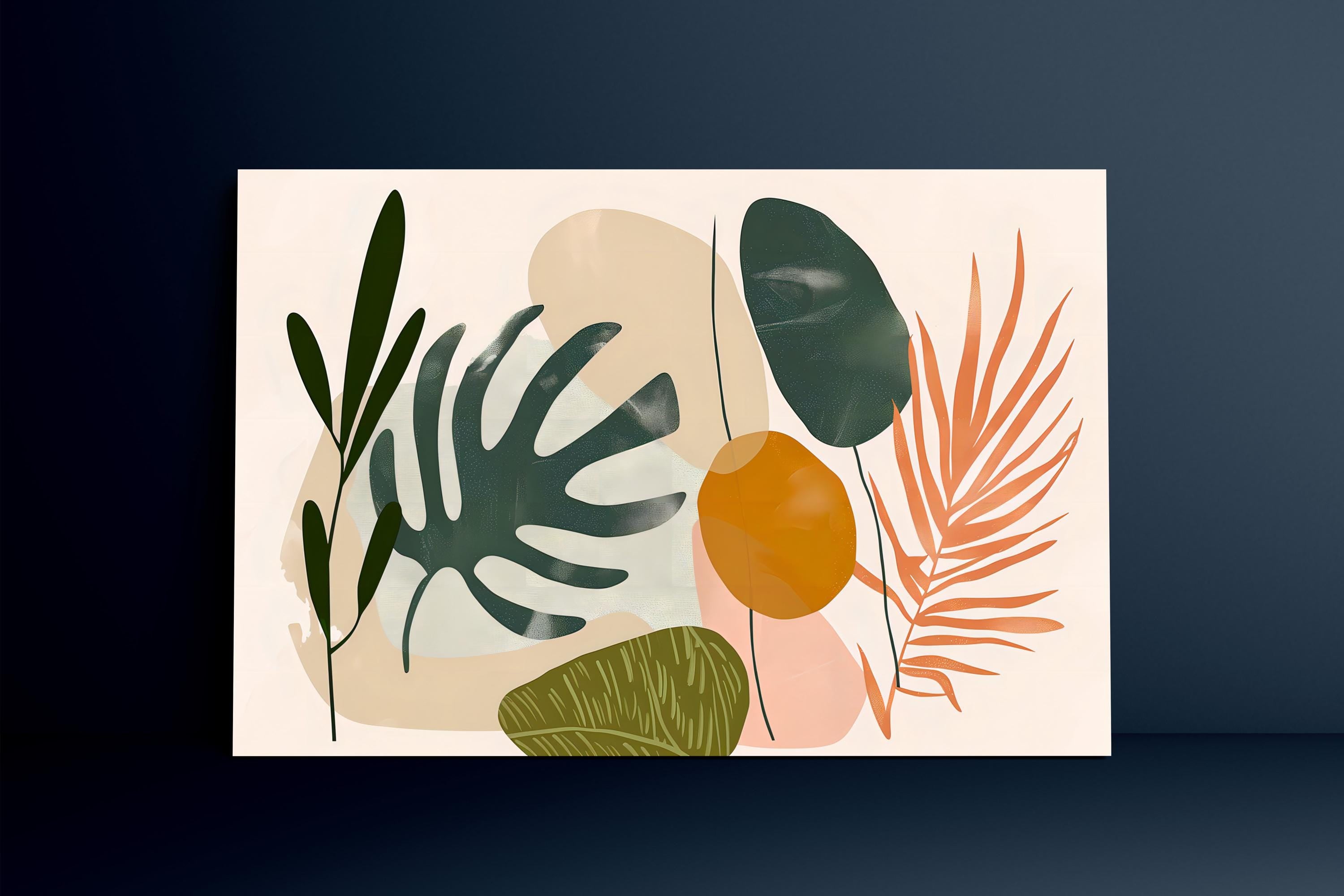 Tropical Rhythms: Mid-Century Modern Abstract Leaf Art | Boho Chic Wall Decor