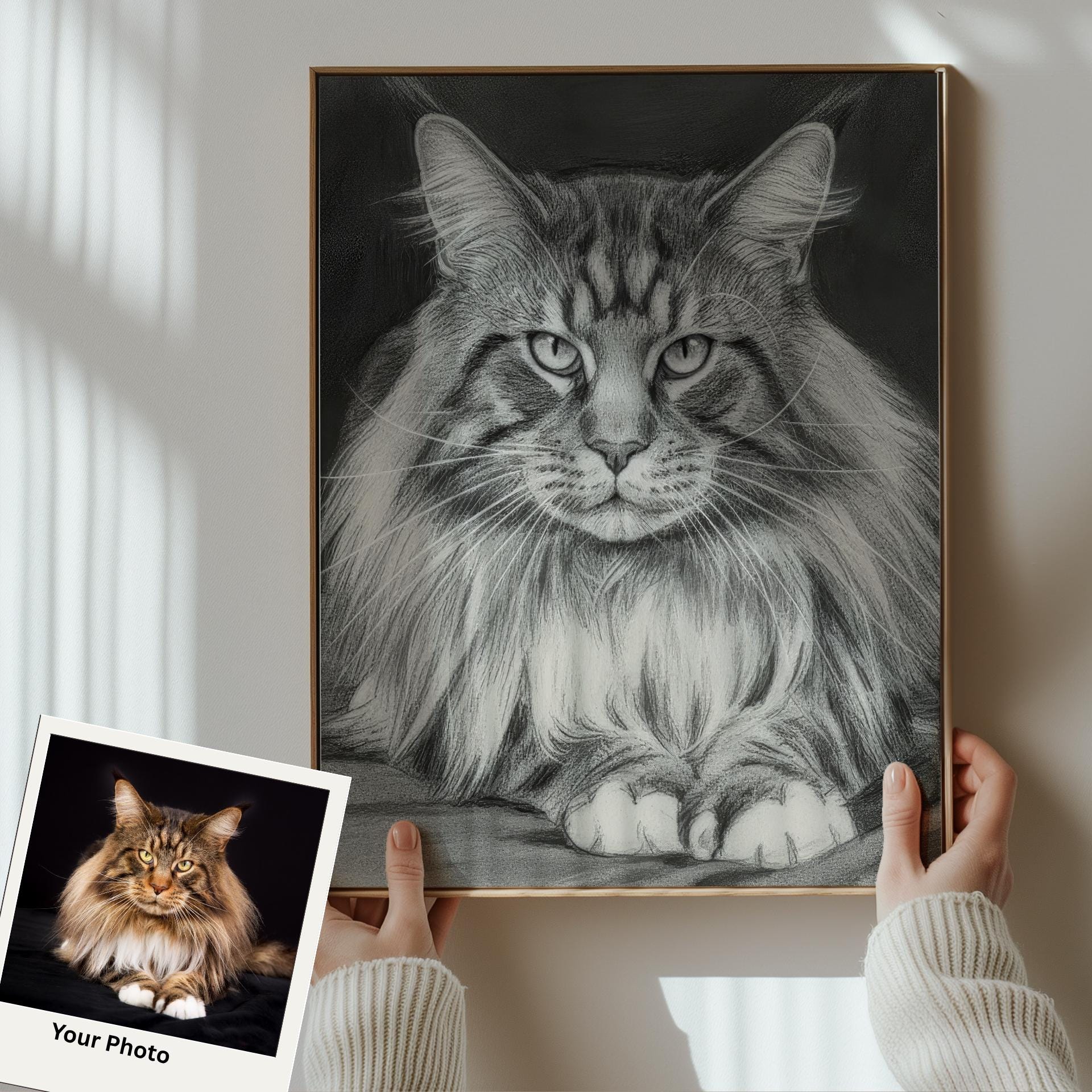 Cat Portrait Artwork: Personalized Watercolor or Matte Print - From Your Photo