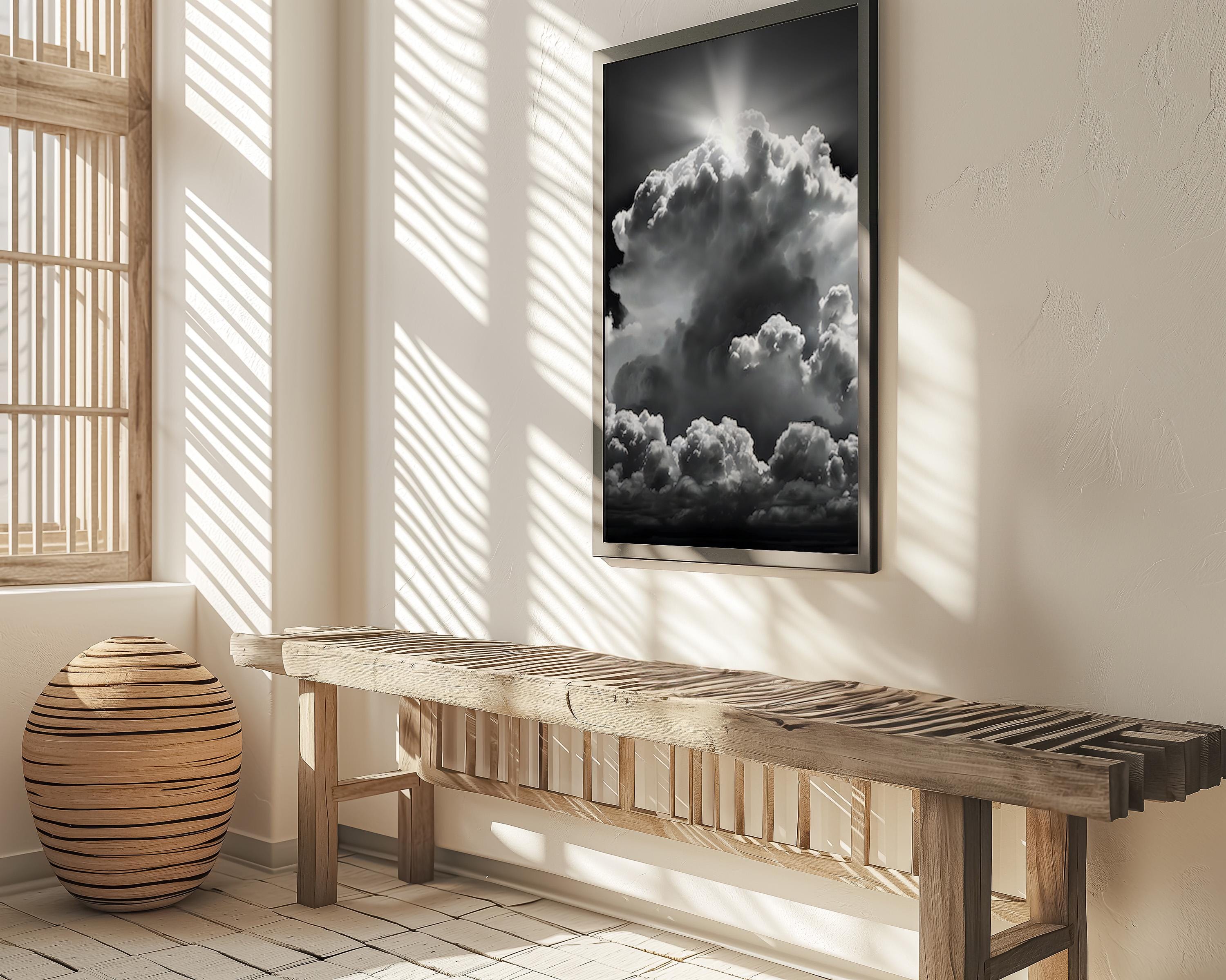 Sublime Sky: Dramatic Black & White Cloudscape Art | Awe-Inspiring Framed Canvas Decor