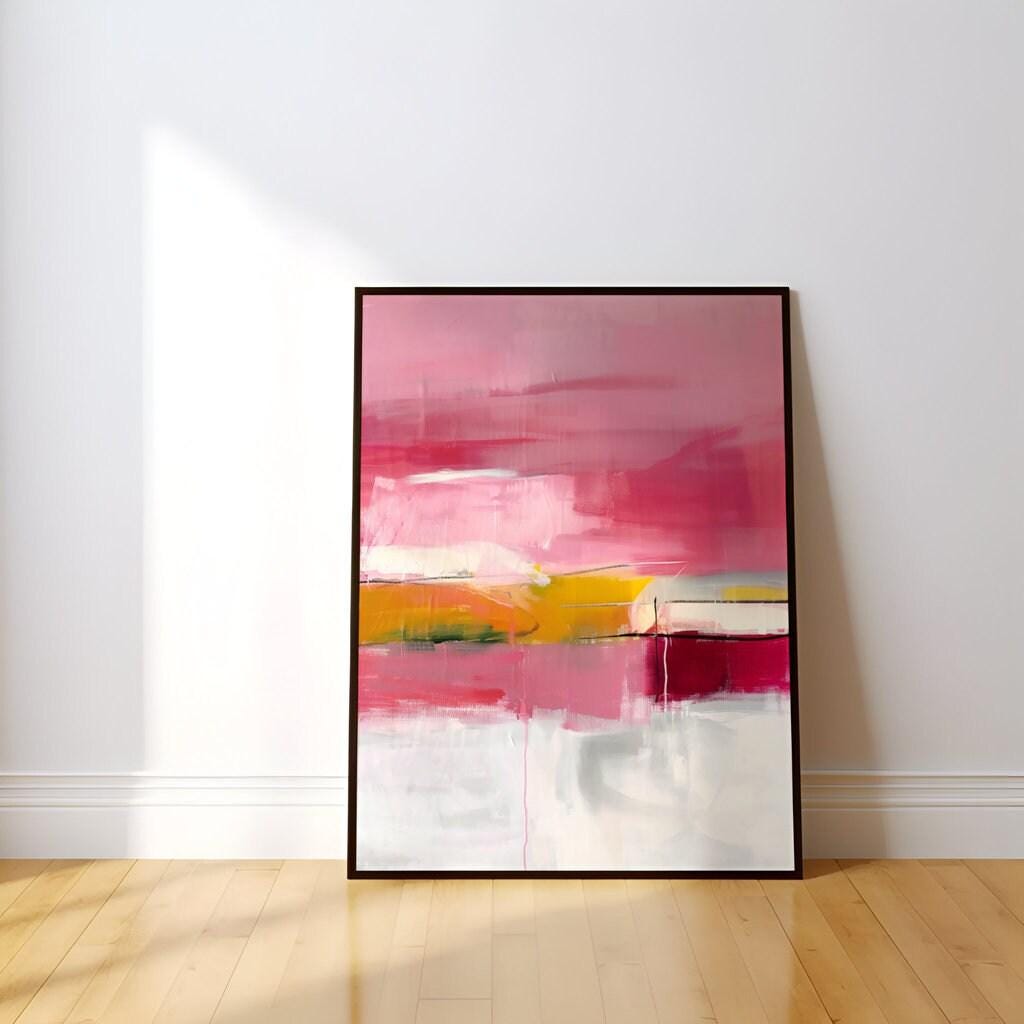 Vibrant Energy: Expressive Abstract Canvas Art in Pink & Red | Modern Statement Wall Decor
