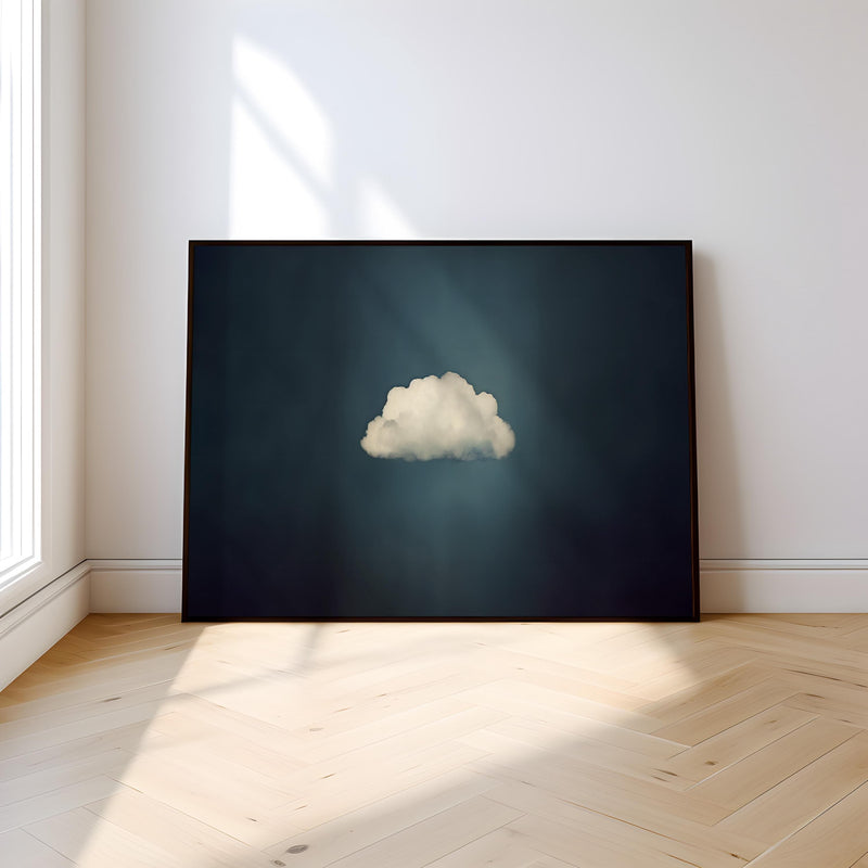 Minimalist Moody Cloud Art | Emerald Green Wall Art - Calming Framed Print
