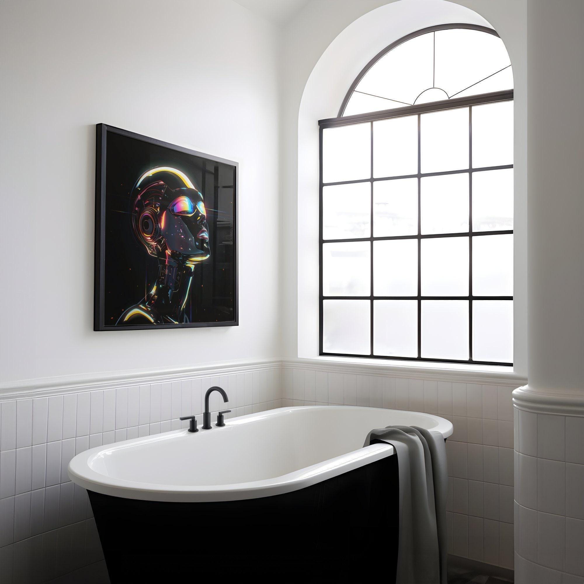Android's Contemplation Wall Art: Minimalist Celestial Canvas Print