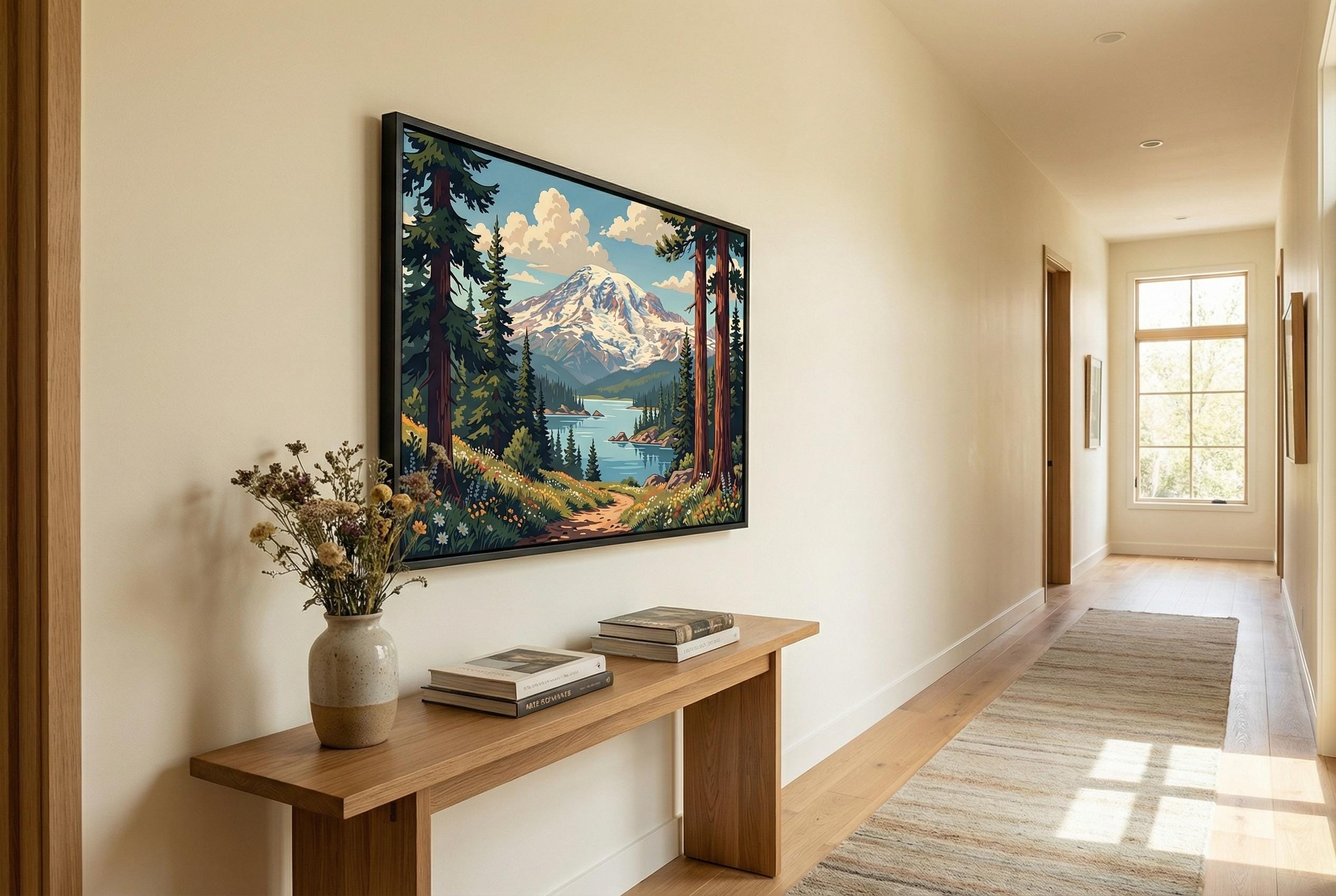 Landscape Wall Art Print: Mountain Lake View - Framed or Canvas