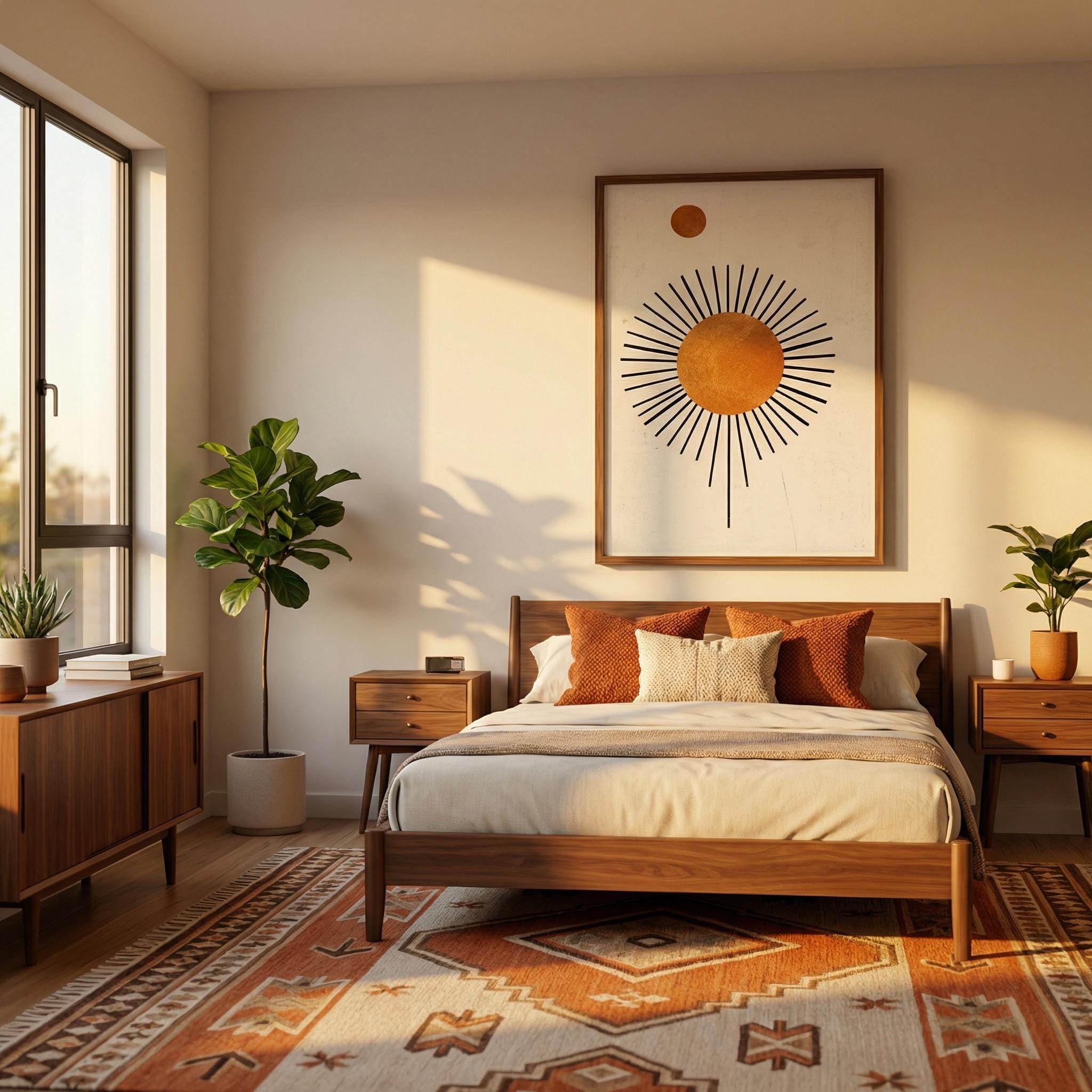 Abstract Sun Illustration: Boho Geometric Design - Minimalist Wall Art