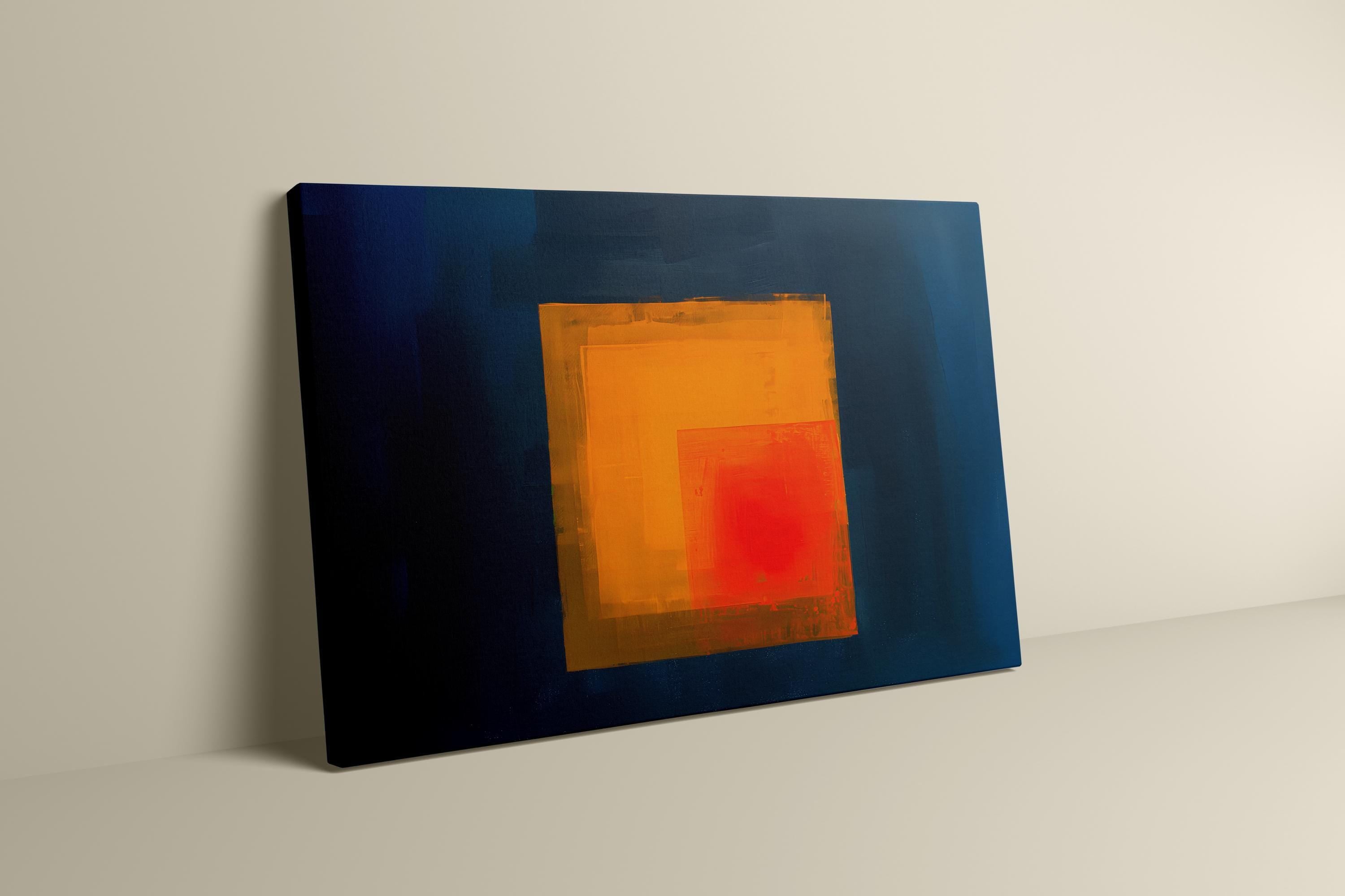 Minimalist Abstract Art Set - Warm Style in Yellow and Indigo