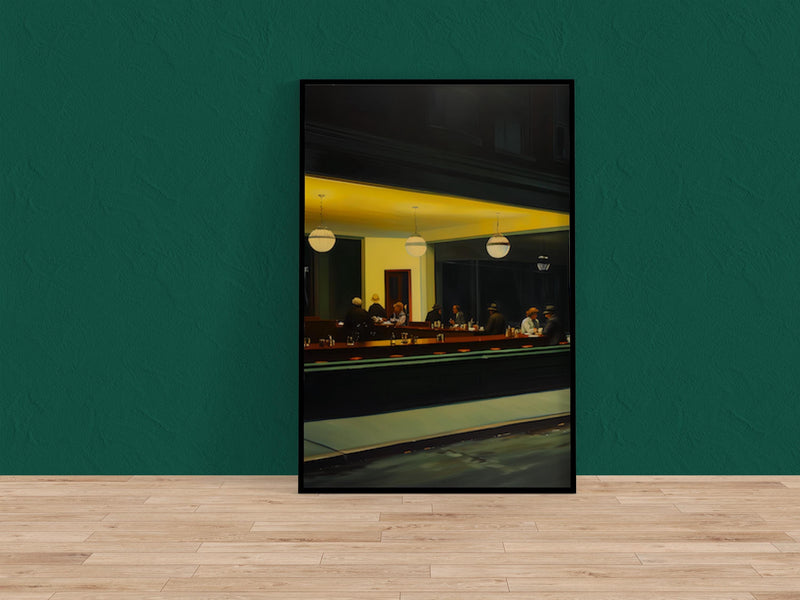 Nighthawks 1942 Wall Art – Vintage Diner Art | Classic Americana Decor Canvas — Digital Download