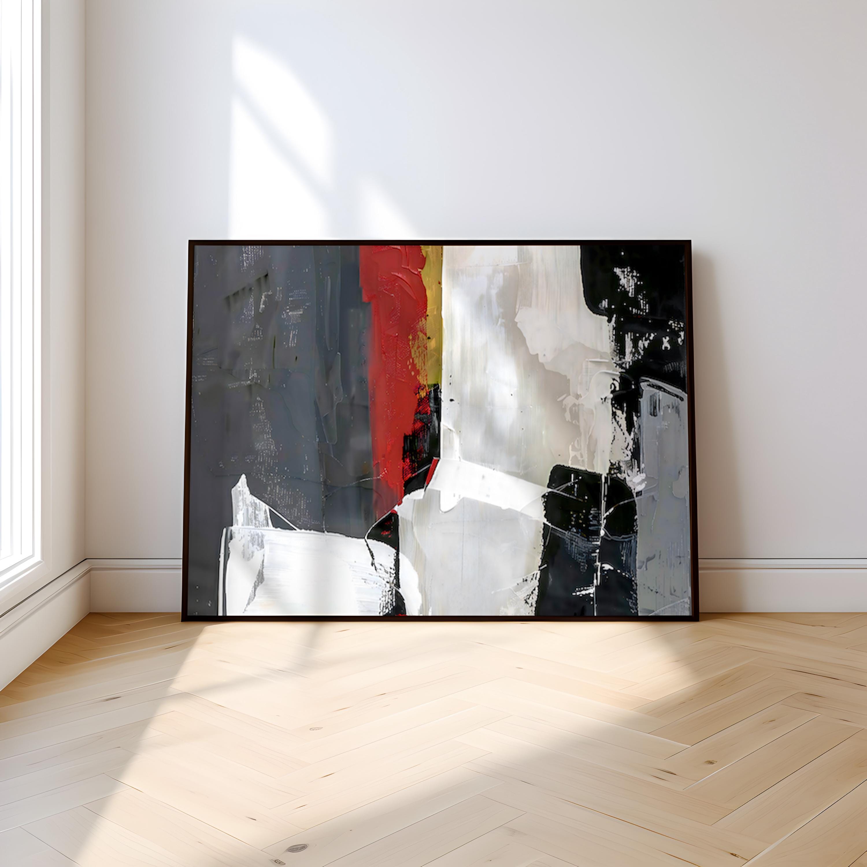 The Labyrinth: Red, Black & White Abstract Expressionist Art | Dynamic & Modern Wall Decor