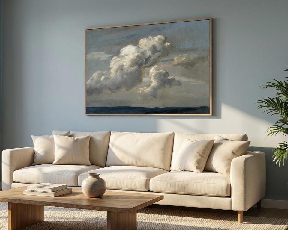 Vintage Cloud Wall Art Print: Moody Sky, Neutral Tones