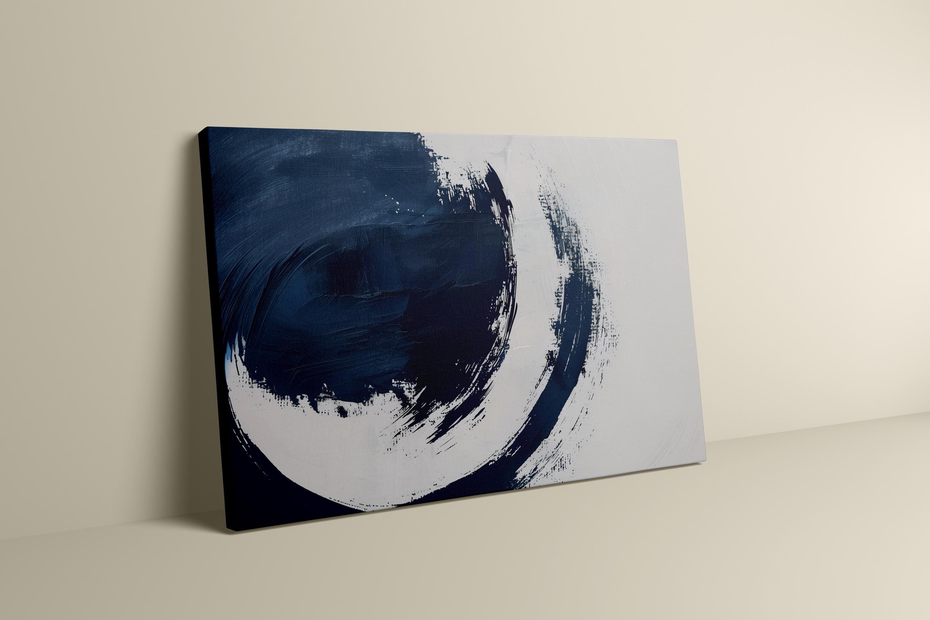 Minimalist Abstract Canvas, Dark Blue Gray Pastel (Ready to Hang)
