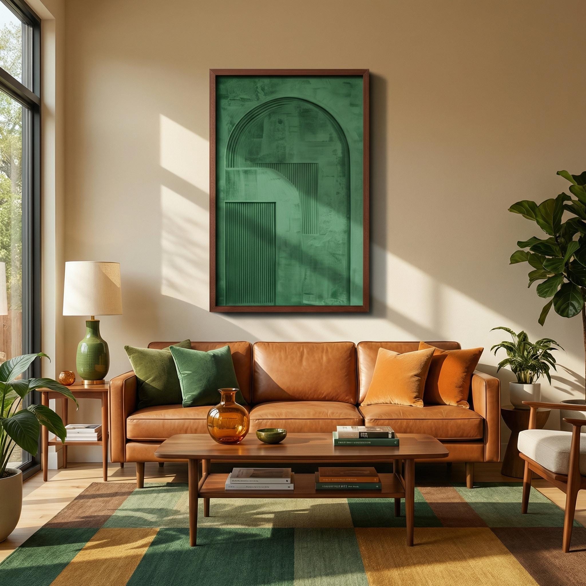 Green Abstract Canvas Print: Minimalist Arch Art - Modern Farmhouse