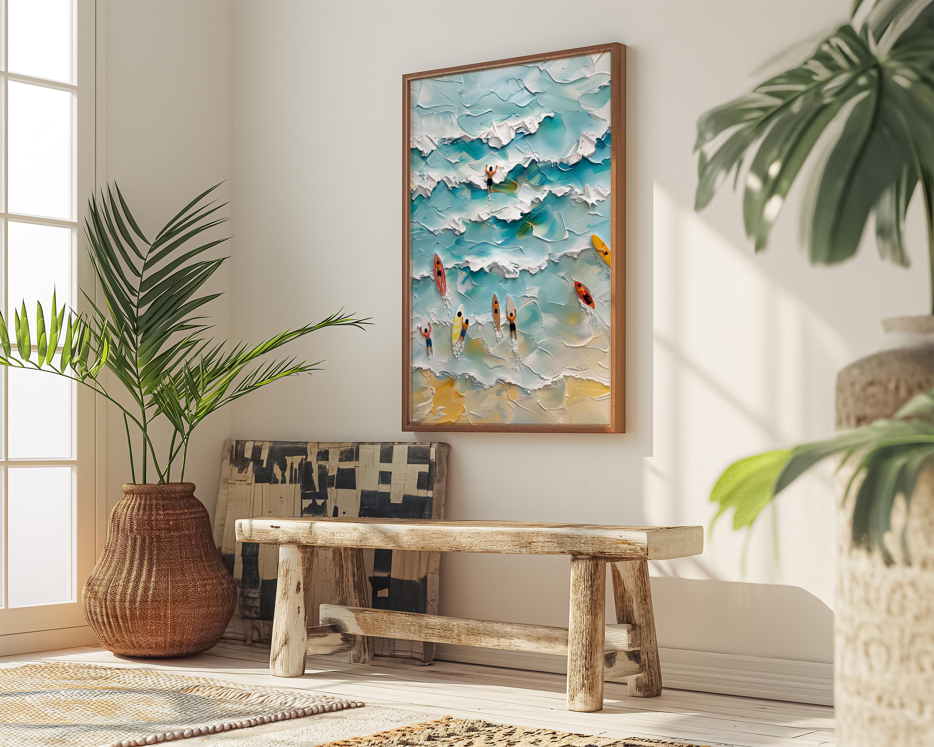 The Summer Pulse: Abstract Surfing & Ocean Art | Modern Minimalist Coastal Wall Decor