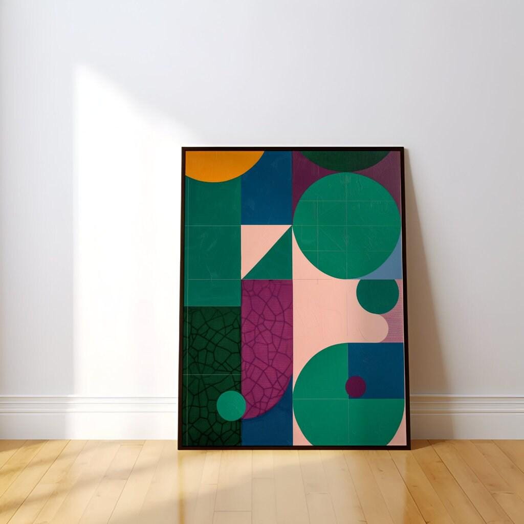 Geometric Harmony: Modern Minimalist Abstract Art | Colorful & Balanced Wall Decor