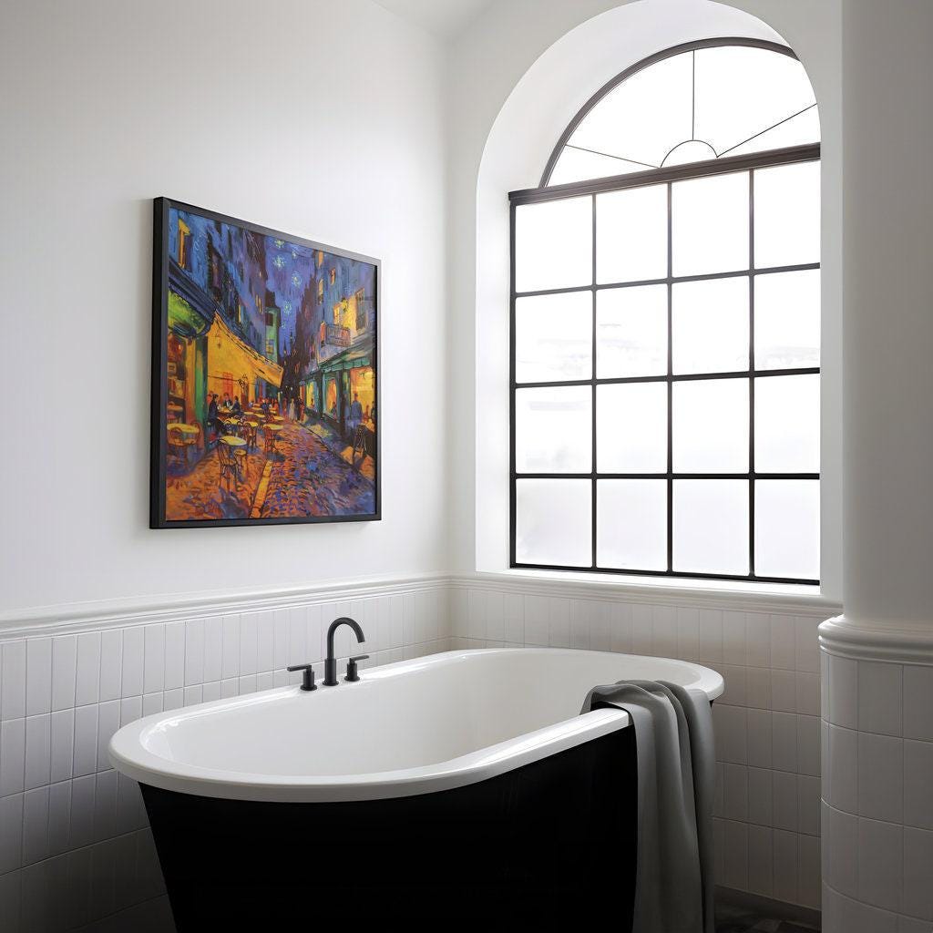 The Starry Night Cafe: Vibrant European Street Scene | Whimsical & Romantic Wall Art
