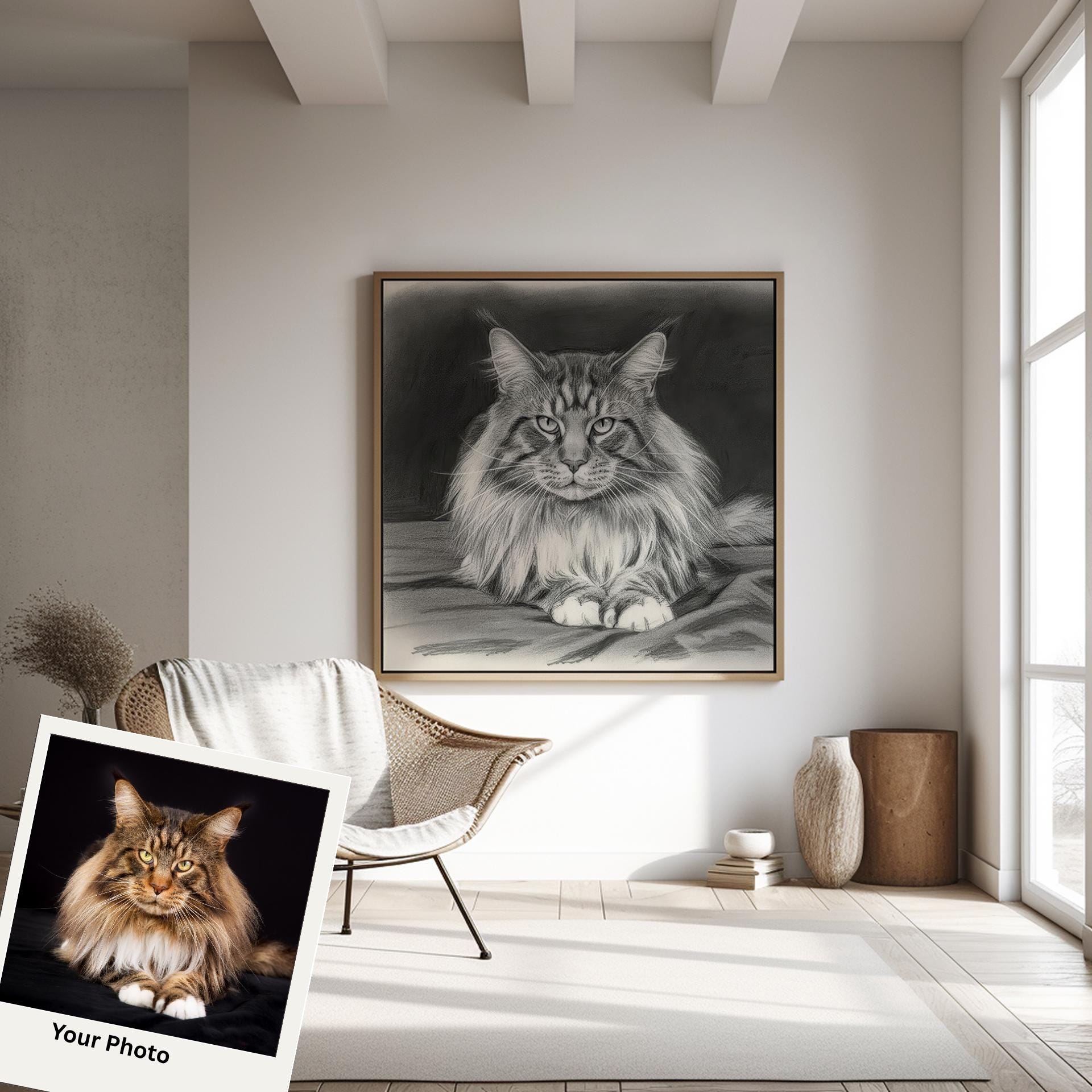 Cat Portrait Artwork: Personalized Watercolor or Matte Print - From Your Photo