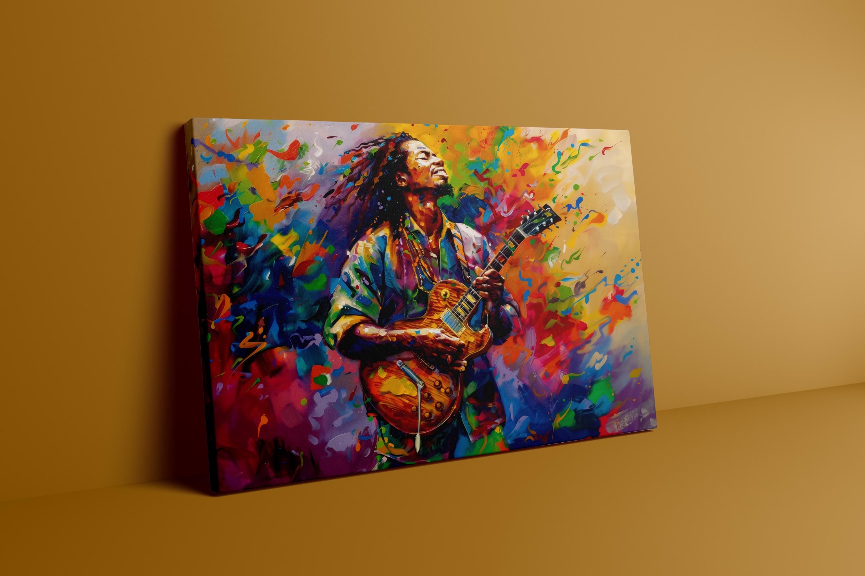 Electric Soul: Vibrant Guitarist Abstract Art | Colorful & Expressive Music Wall Decor