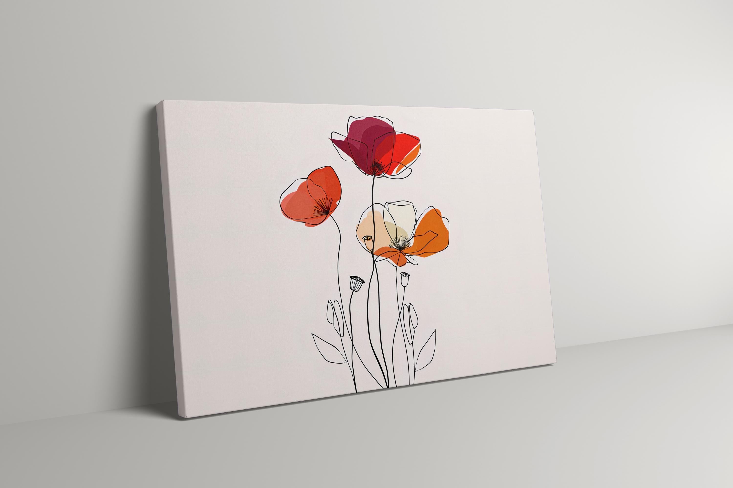 Floral Line Art Print: Minimalist Modern Decor (Canvas or Paper)