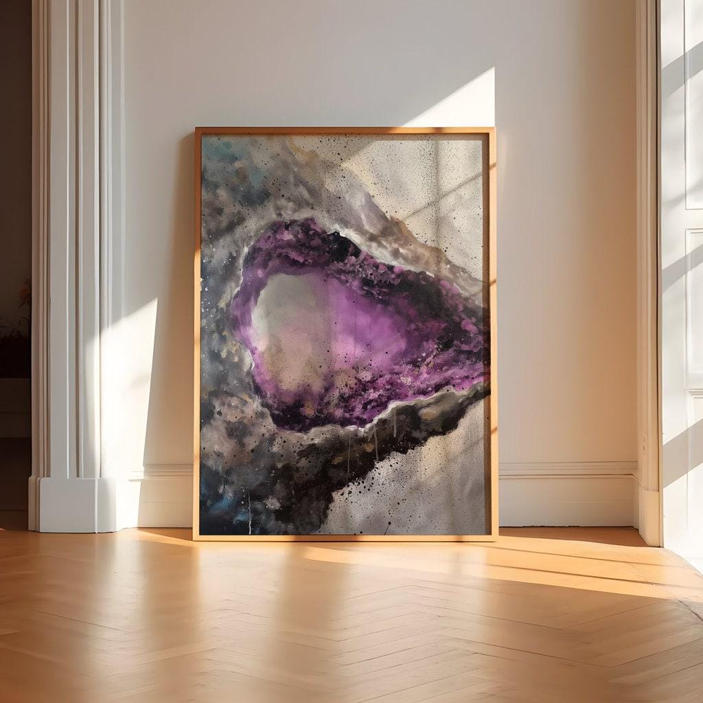Radiant Geode Abstract Canvas Art | Elegant Blue & Gold Crystal Wall Decor