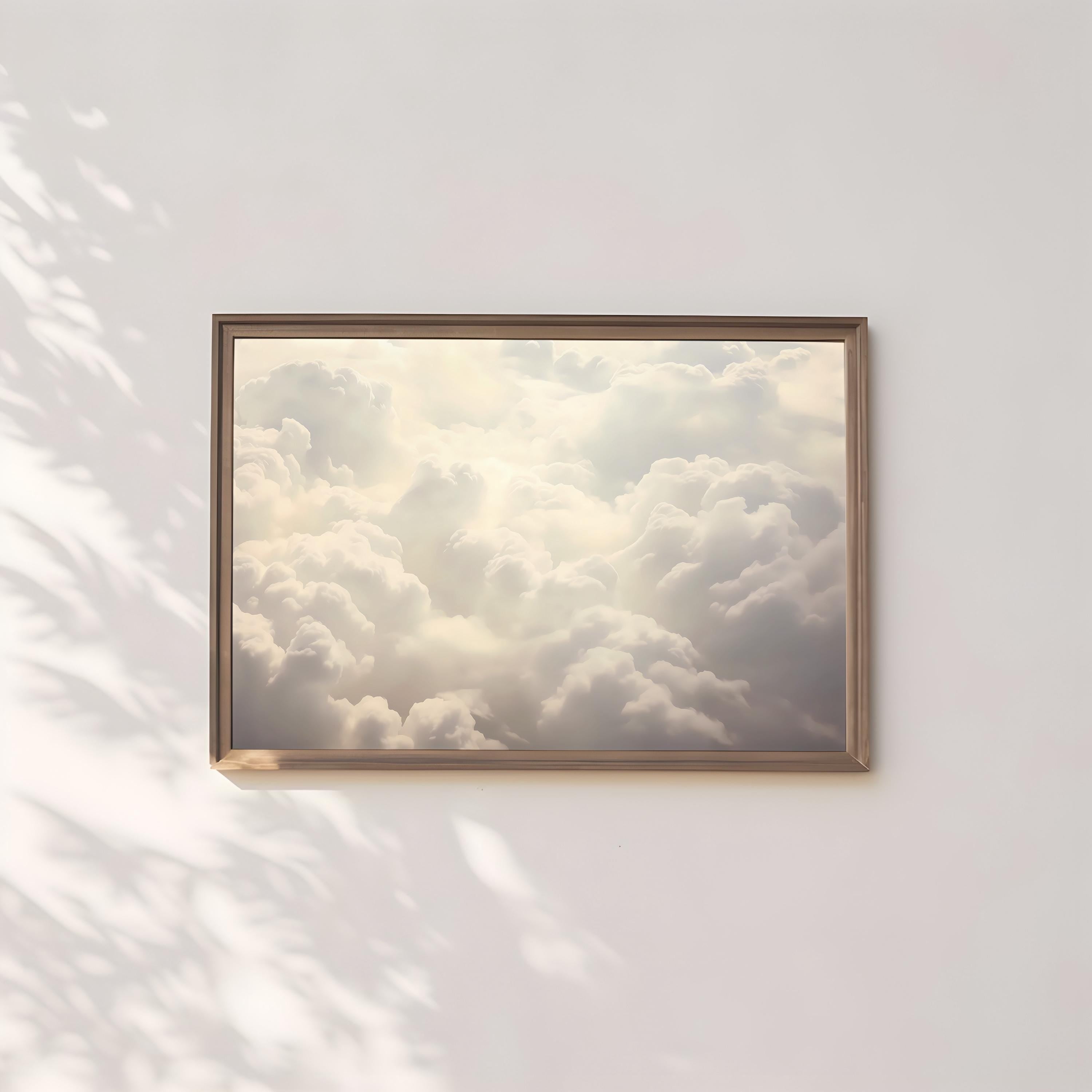 Ethereal Cloudscape: Abstract White Art Print | Serene & Elegant Framed Wall Decor