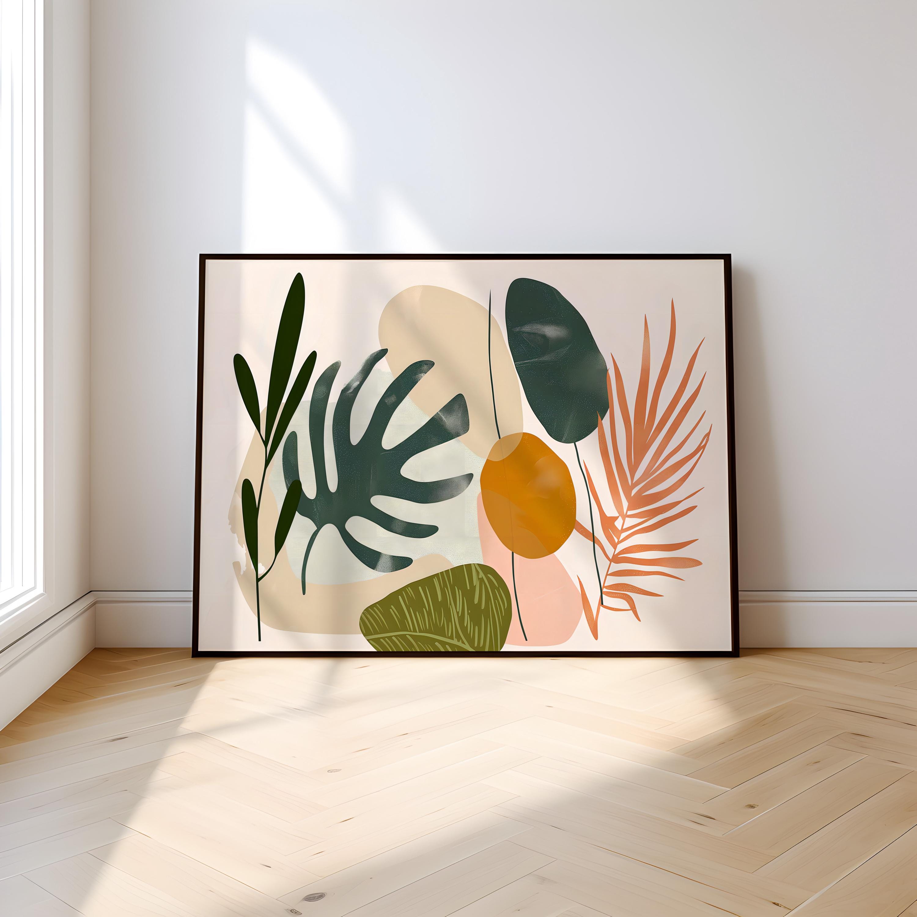 Tropical Rhythms: Mid-Century Modern Abstract Leaf Art | Boho Chic Wall Decor