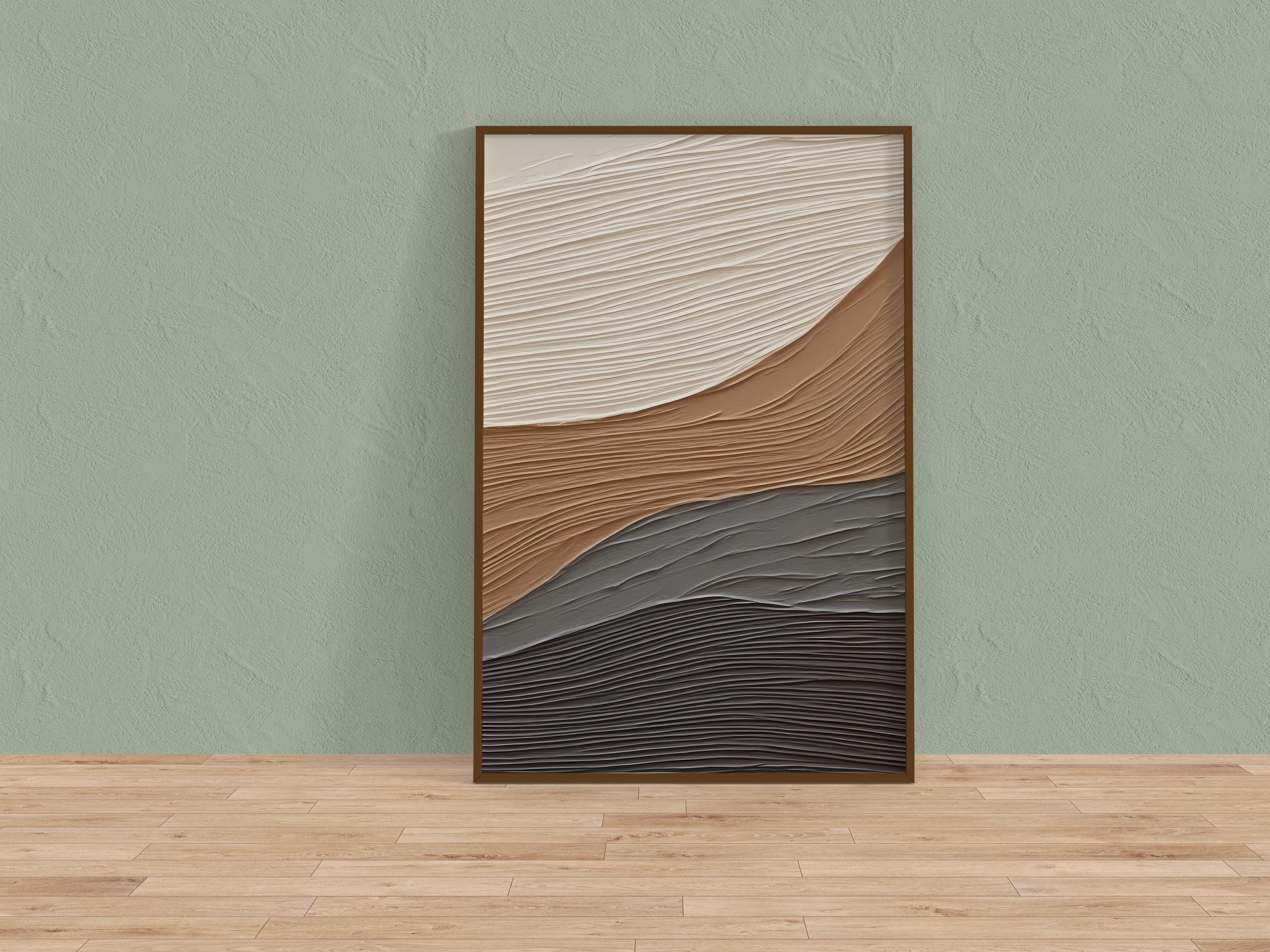 Earthen Waves: Minimalist Ocean Art Print | Framed Earth-Tone Wall Decor