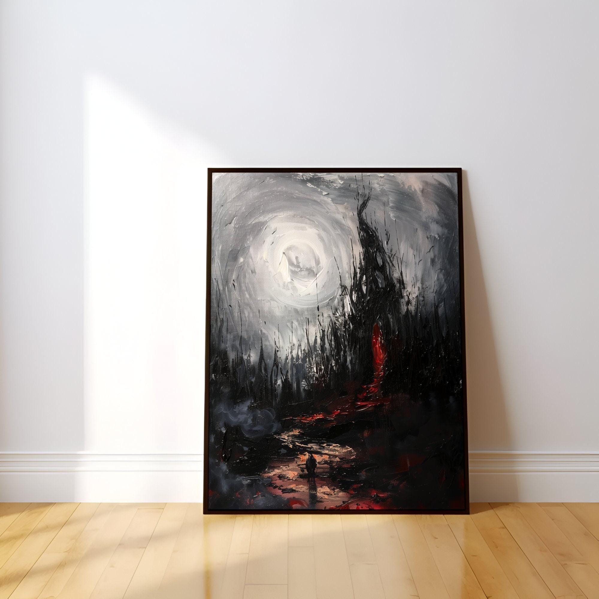 Abstract Charcoal Art: Moody Gothic Wall Decor - Dark & Intense