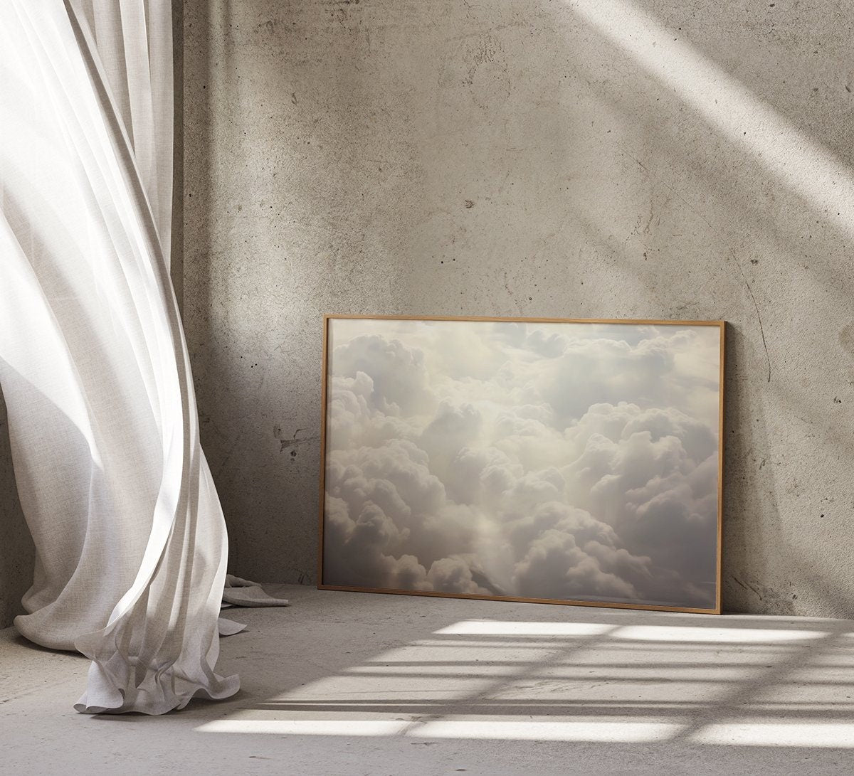 Ethereal Cloudscape: Abstract White Art Print | Serene & Elegant Framed Wall Decor