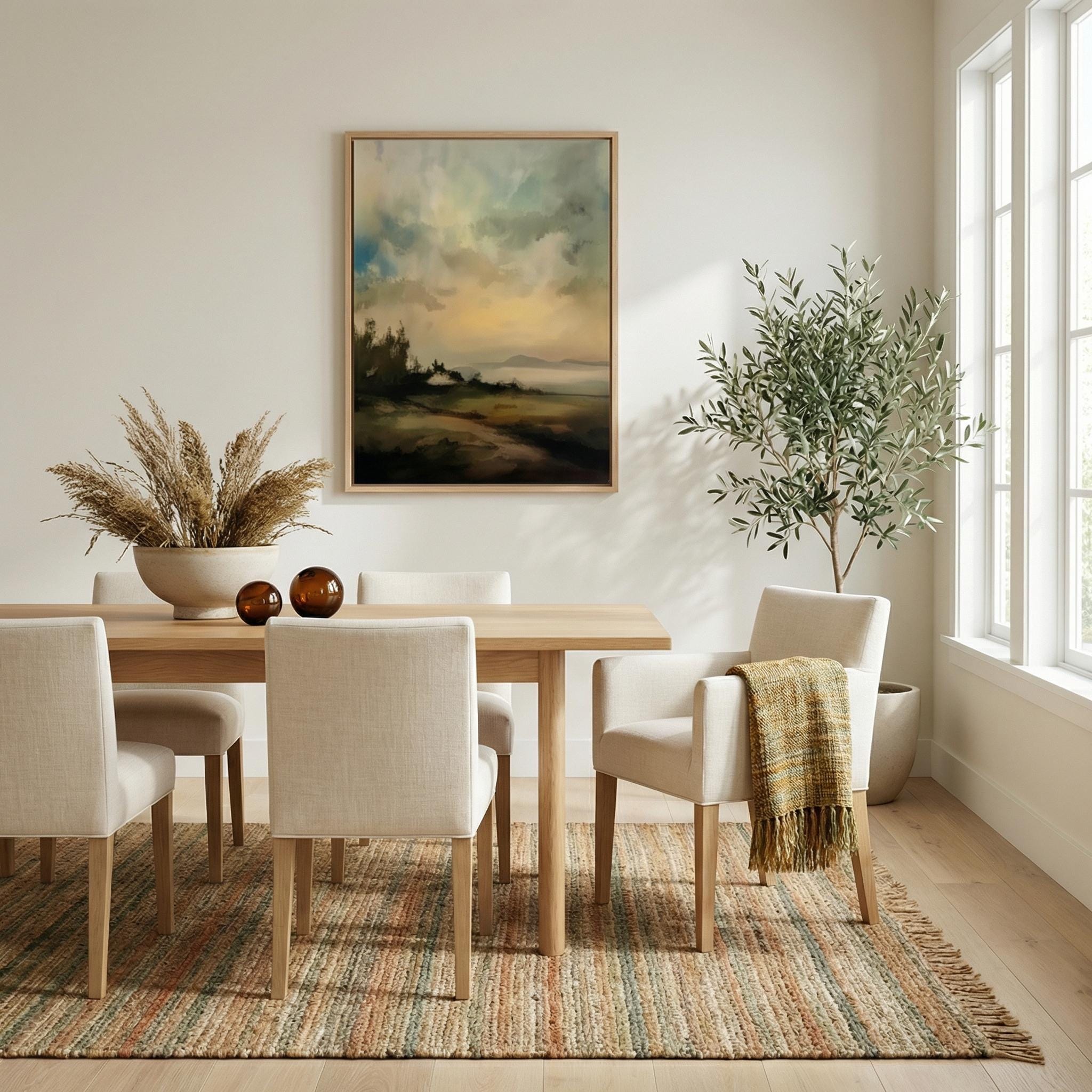 Rustic Countryside Wall Art - Vintage Moody Landscape Canvas