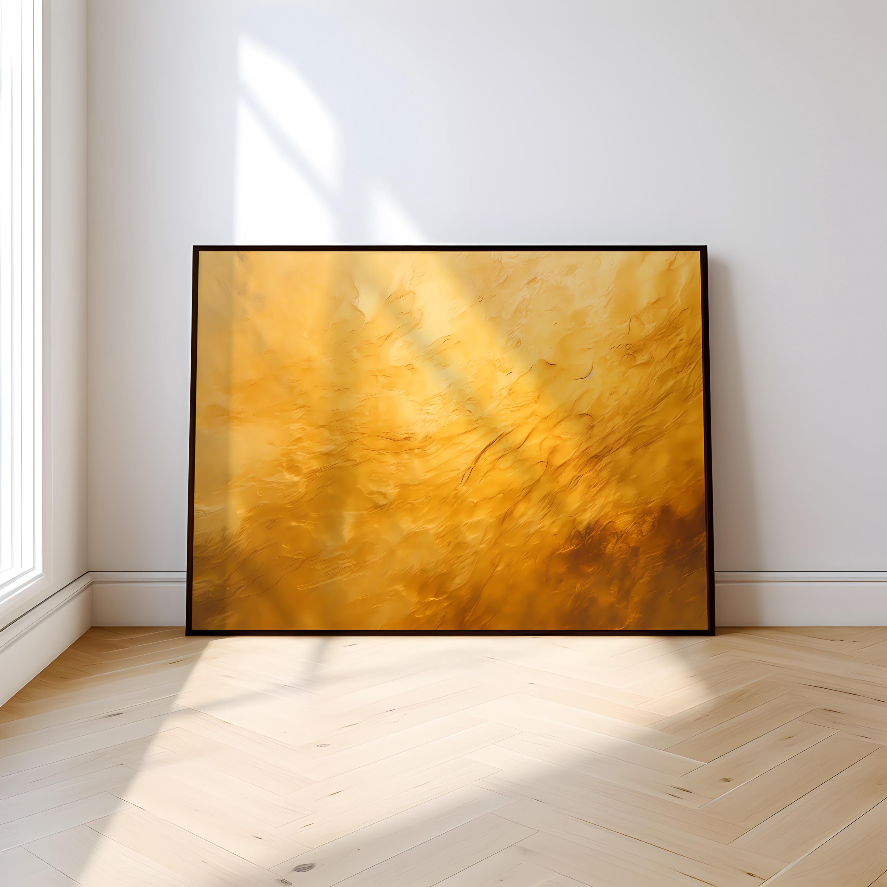 Golden Light Abstract: Ethereal Yellow & Gold Art Print | Modern & Luminous Wall Decor