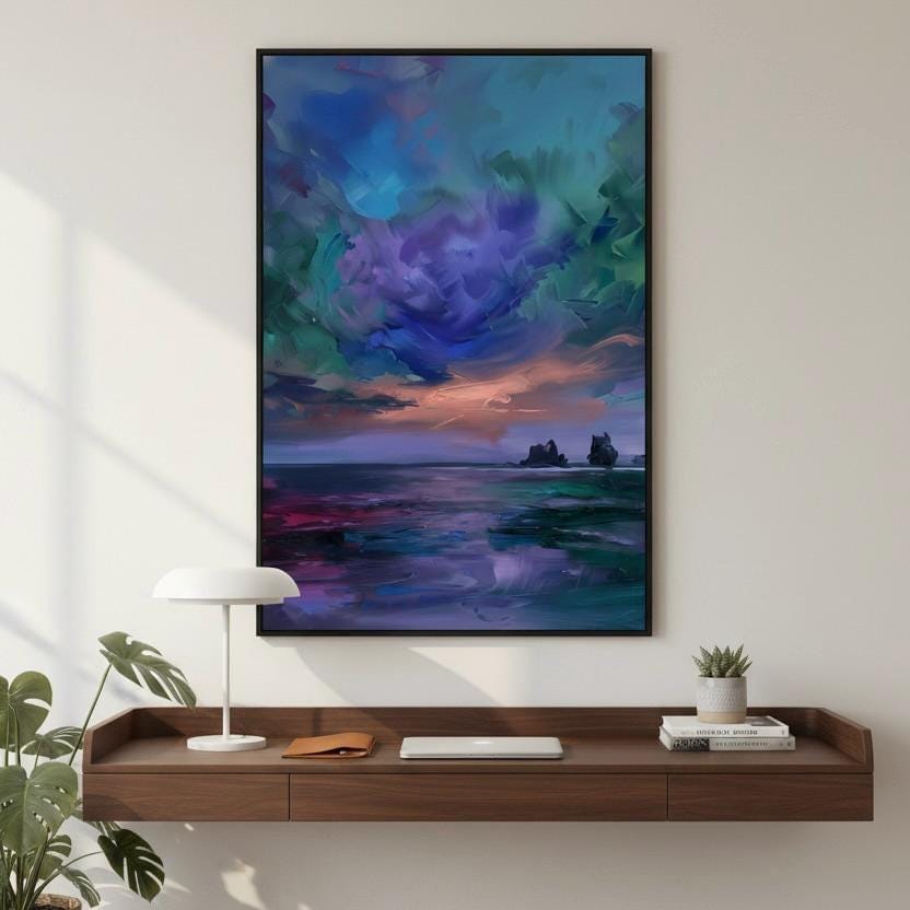 Sunset Sky Art Print - Vibrant Landscape Decor With Fiery Orange & Dramatic Clouds