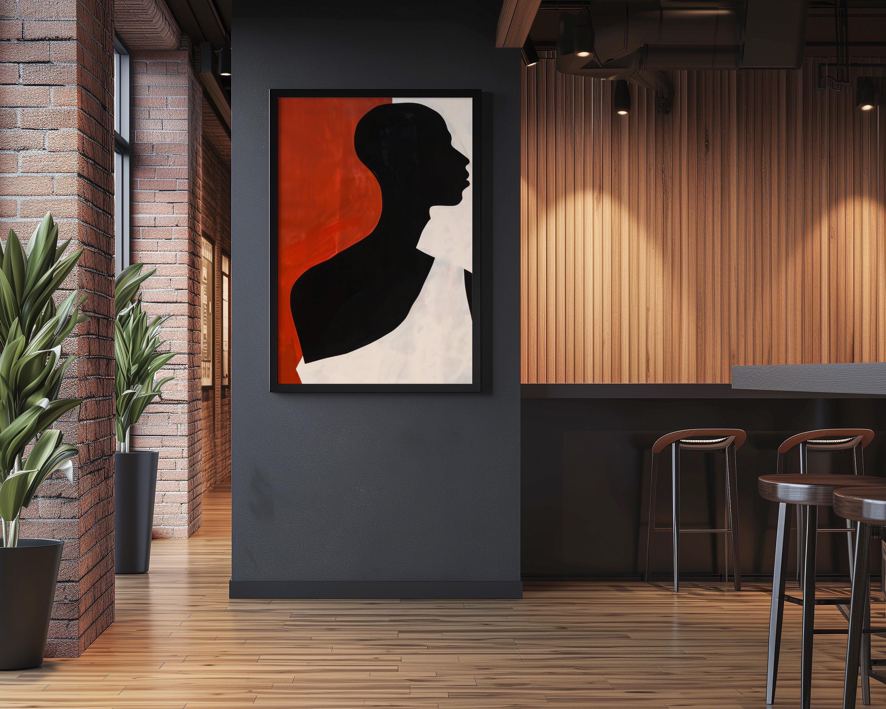 The Red Statement: Bold Minimalist Silhouette Canvas Art | Modern Red & Black Wall Decor