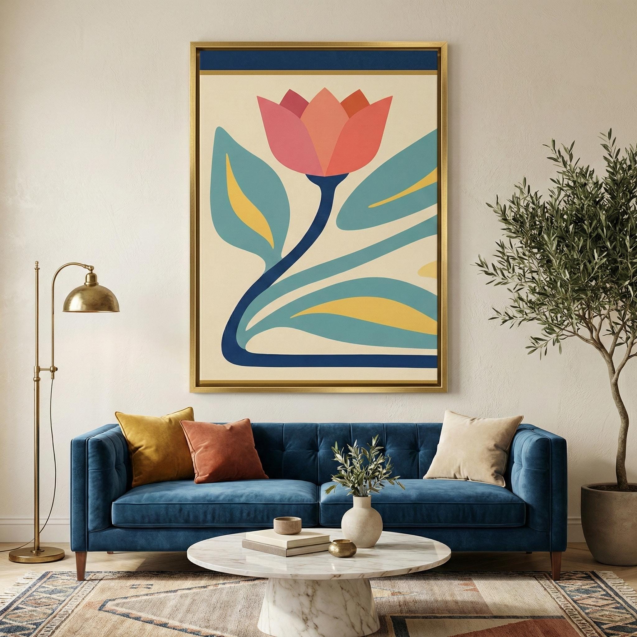Tulip Wall Art: Danish Pastel Floral - Mid Century Modern Style