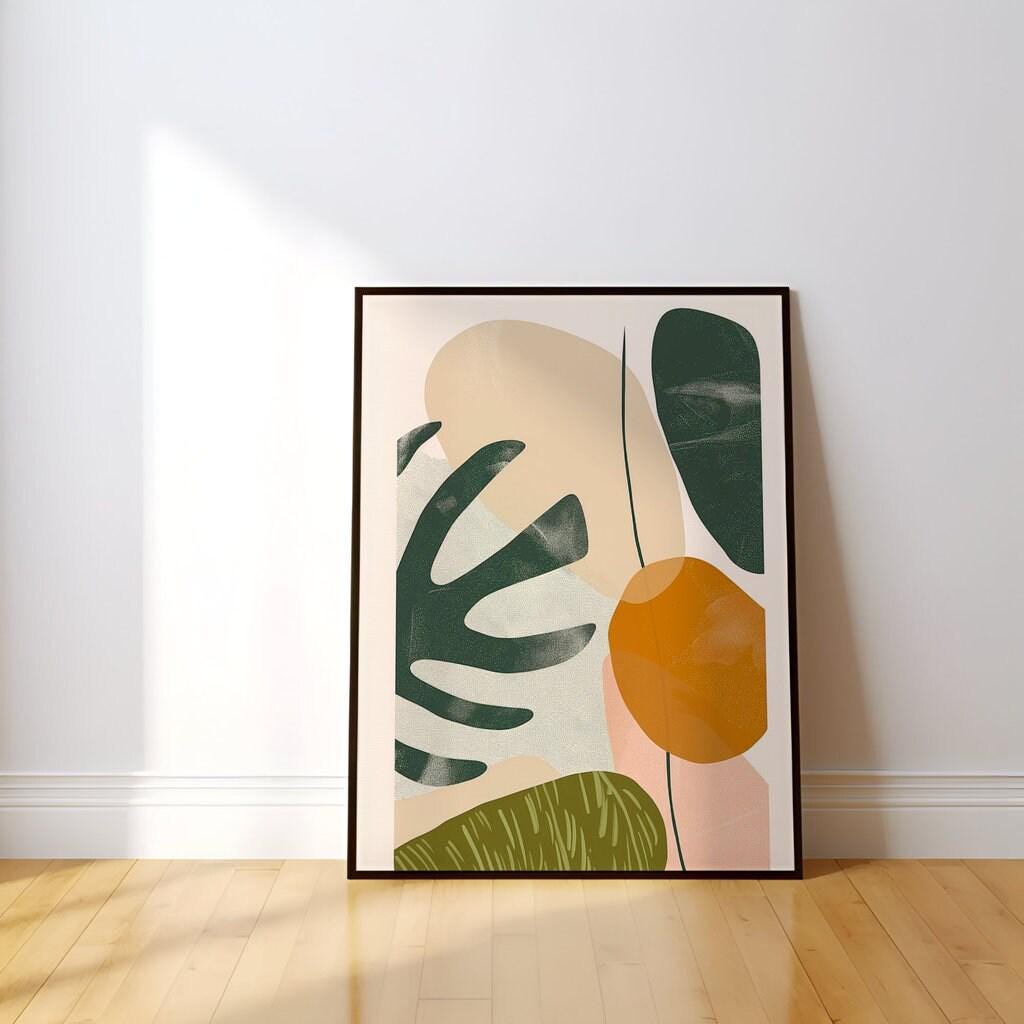 Tropical Rhythms: Mid-Century Modern Abstract Leaf Art | Boho Chic Wall Decor