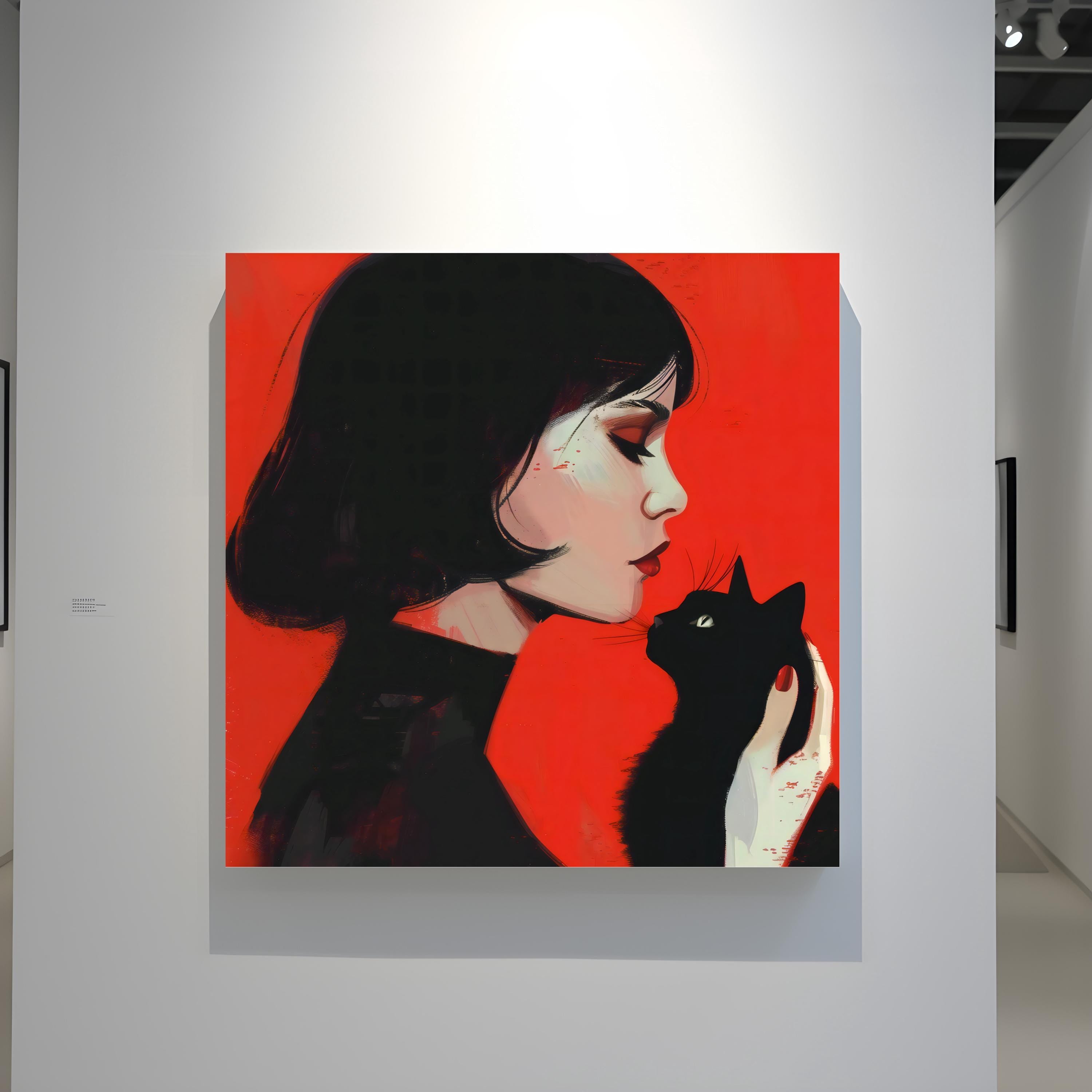 The Familiar: Woman and Black Cat Portrait | Moody, Modern & Evocative Wall Art