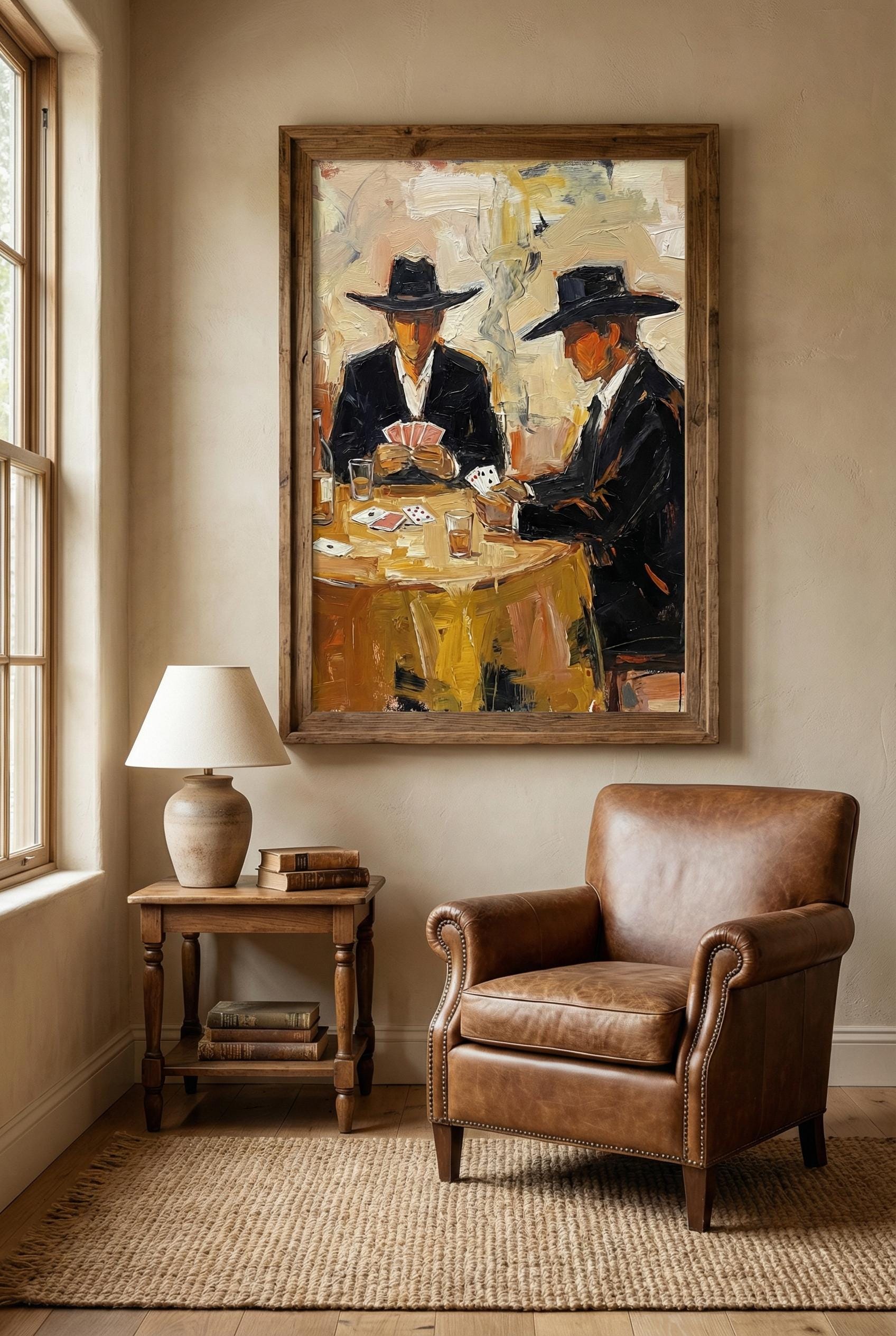 Cowboys and Card Games Wall Art: Rustic Home Decor Print