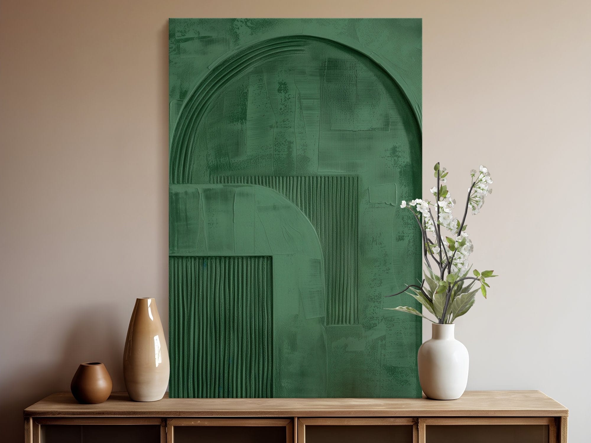 Green Abstract Canvas Print: Minimalist Arch Art - Modern Farmhouse