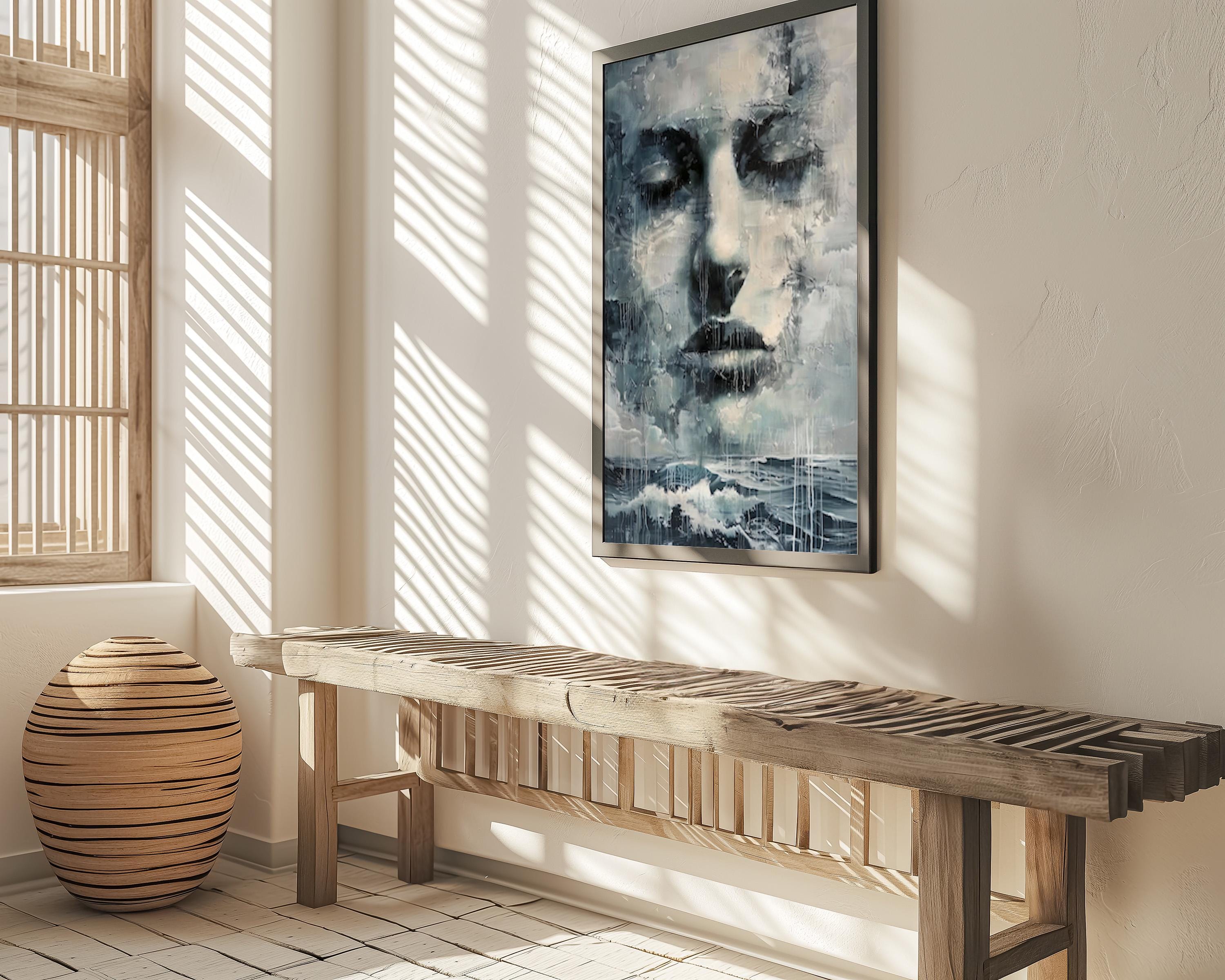 The Storm Within: Moody Abstract Face & Landscape Art | Dramatic & Contemplative Wall Decor