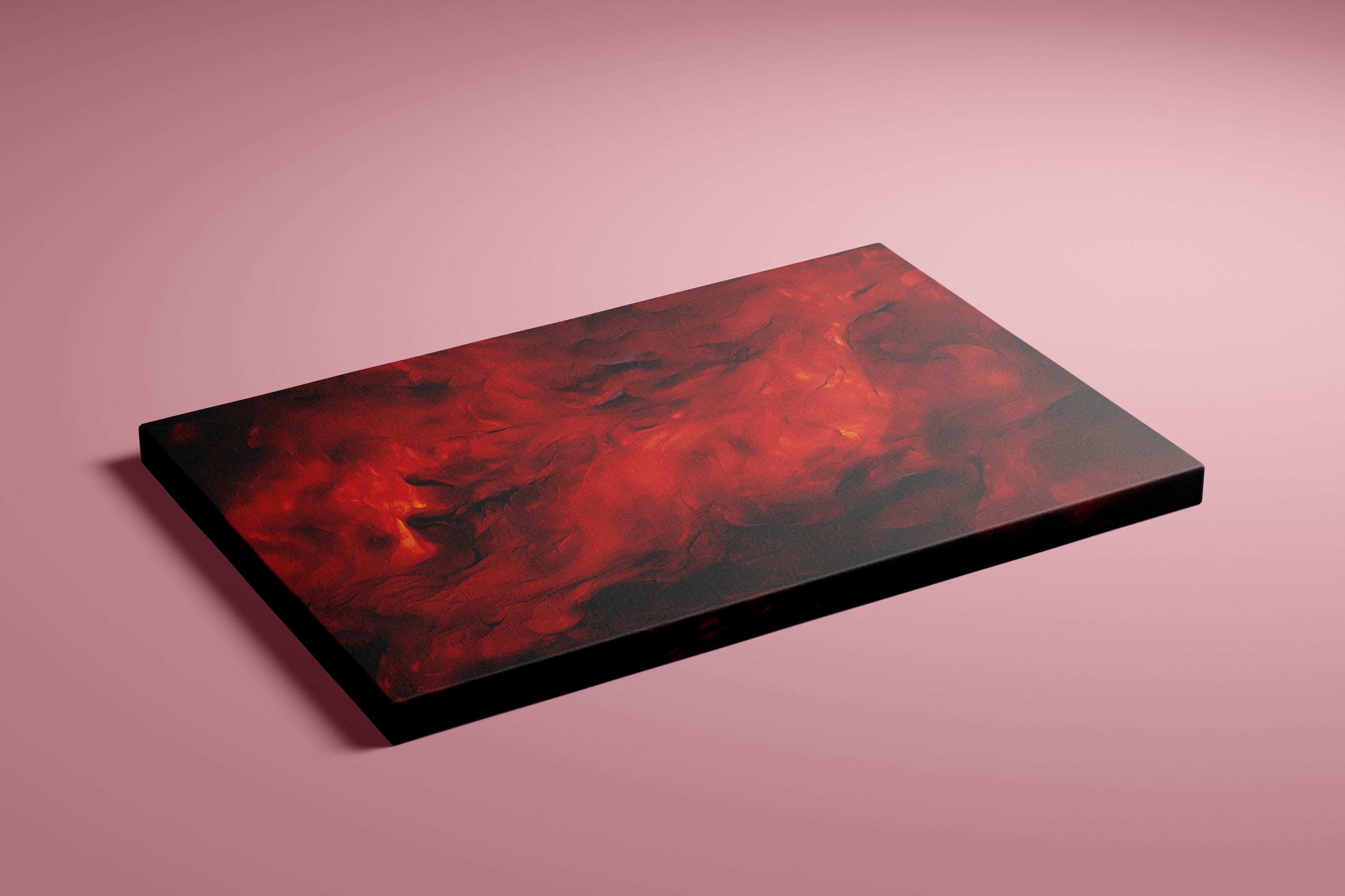 Fiery Essence: Red & Orange Abstract Art | Vibrant, Energetic Wall Decor