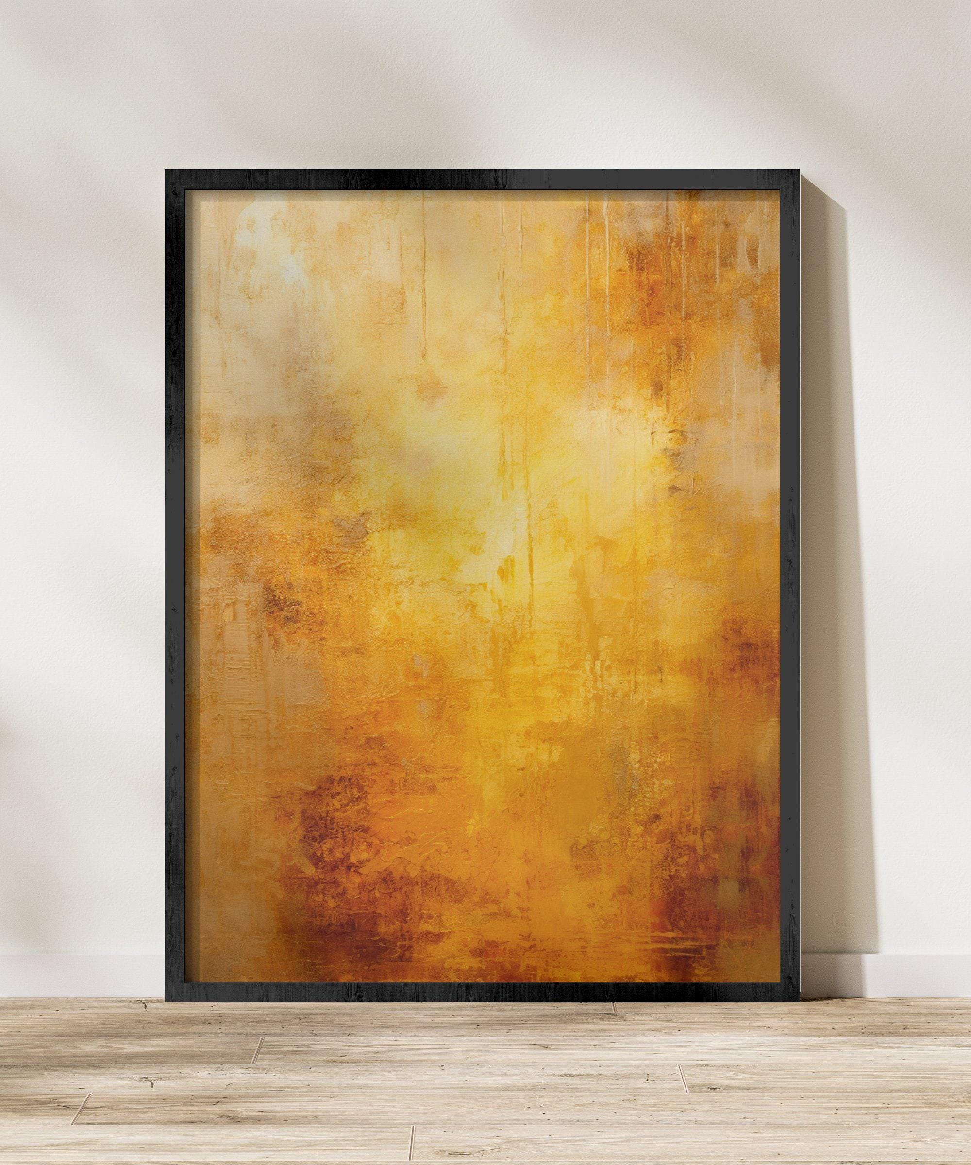 Radiant Sun Painting - Bright Gold and Yellow Abstract Decor