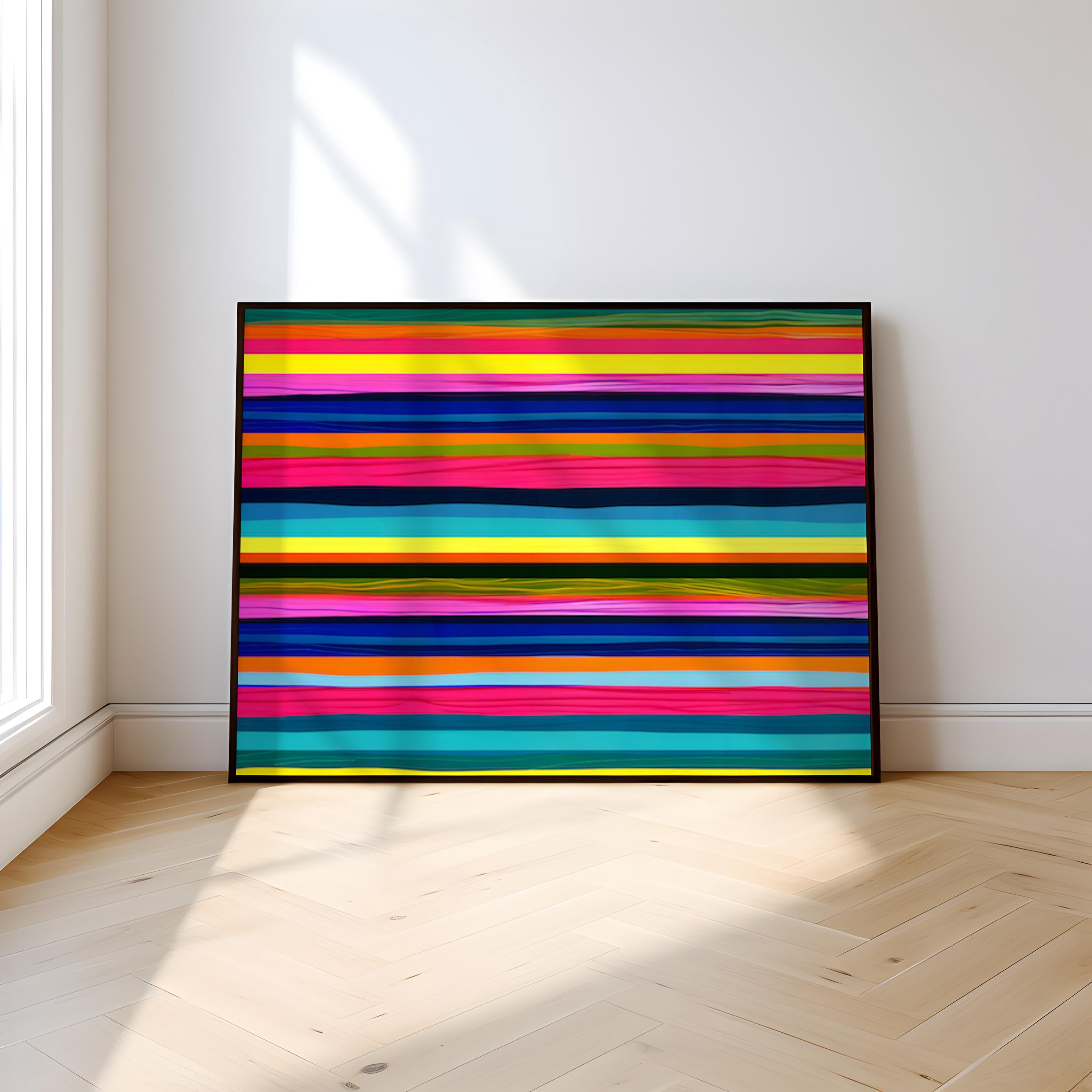 Vibrant Harmony: Modern Abstract Striped Canvas Art | Bold & Colorful Wall Decor